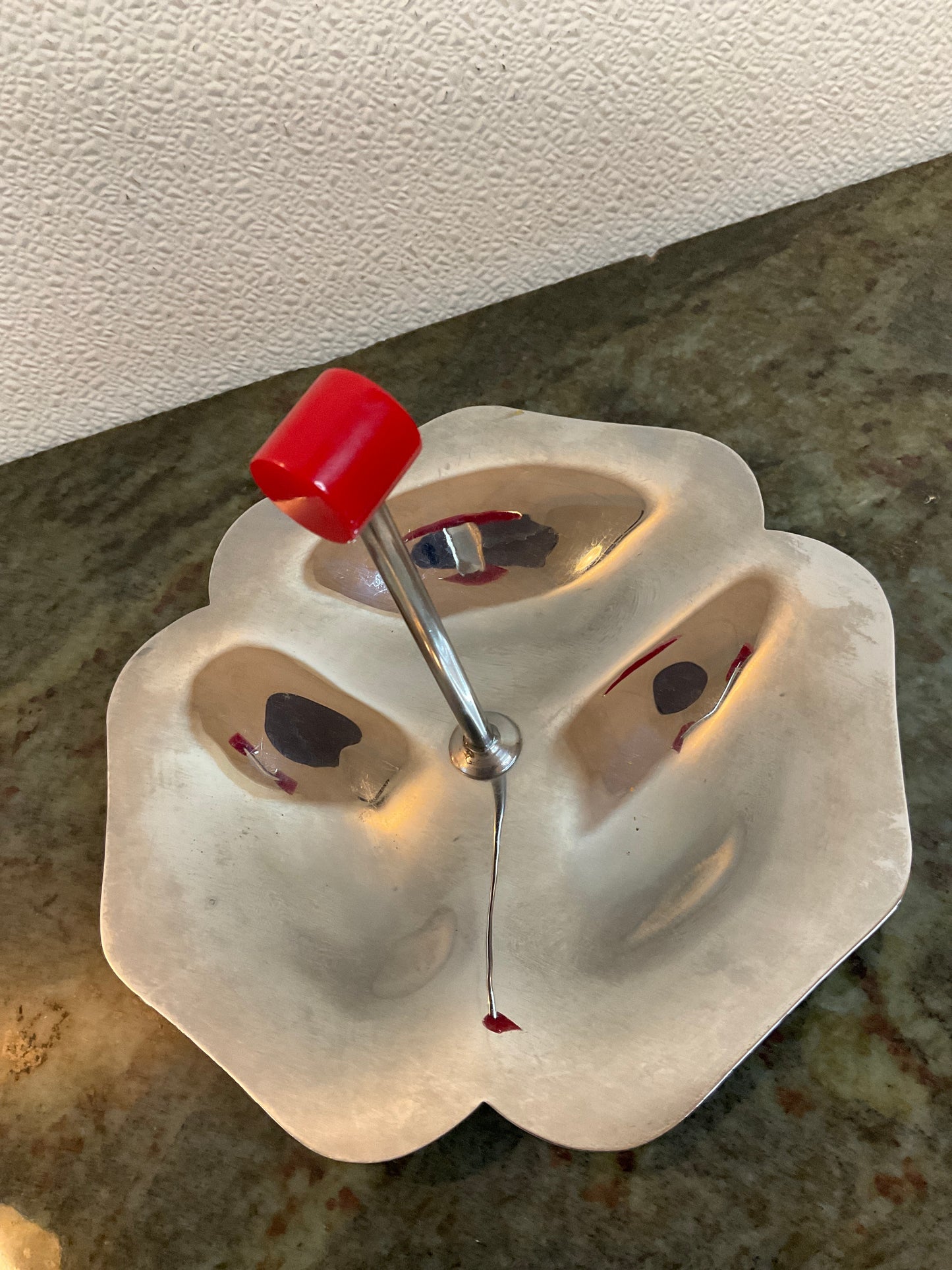 Continental Silver Co Chrome Tidbit Tray With Bakelite Finial