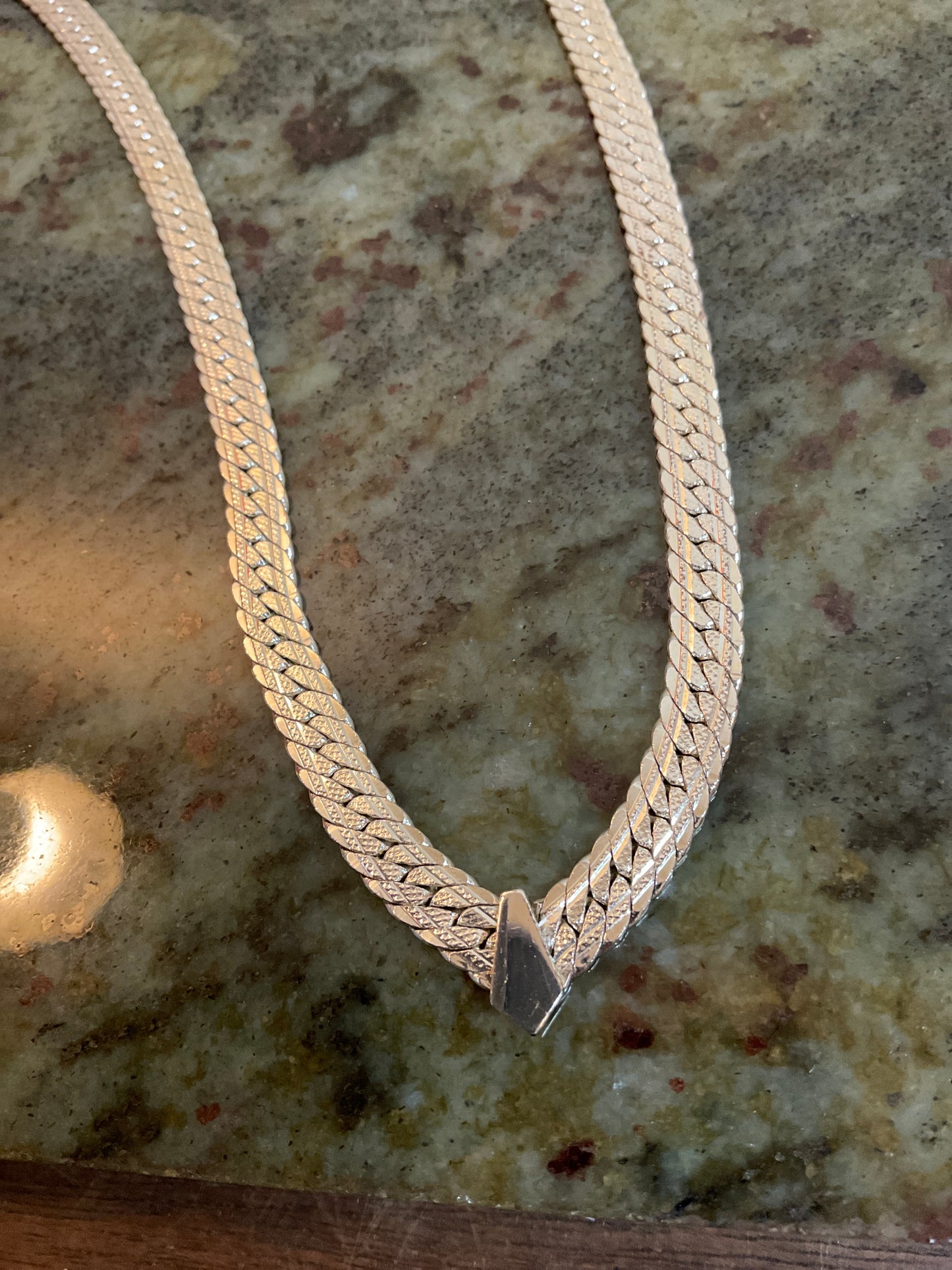 Silvertone V Necklace