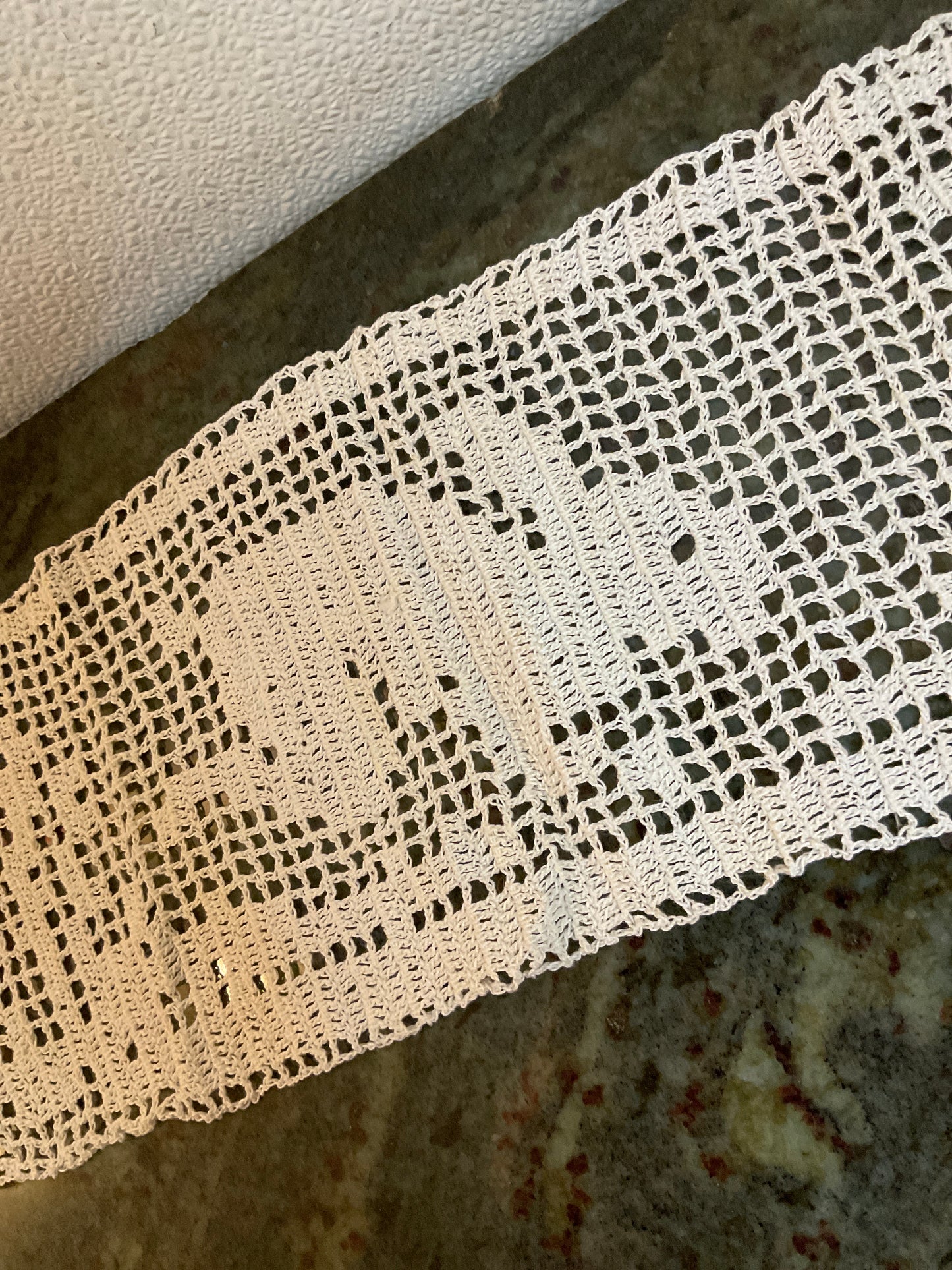 Filet Crochet Rabbit Small Table Runner