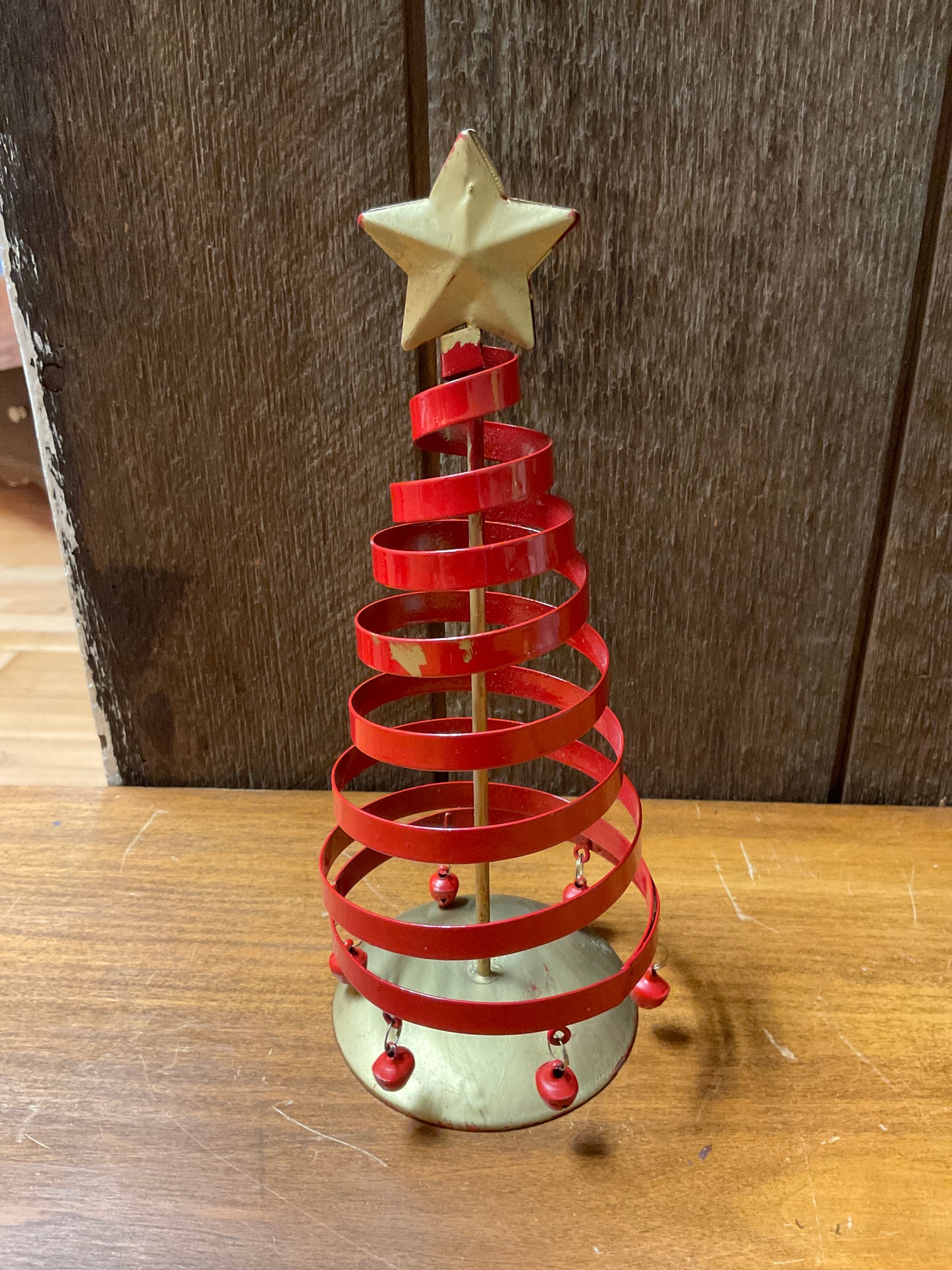 8.25” Metal Red/Gold with Bells Tree