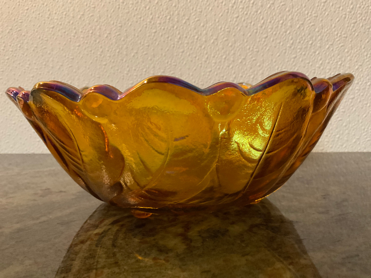 Indiana Glass ‘Wild Rose’ Oval Bowl w/4 Feet