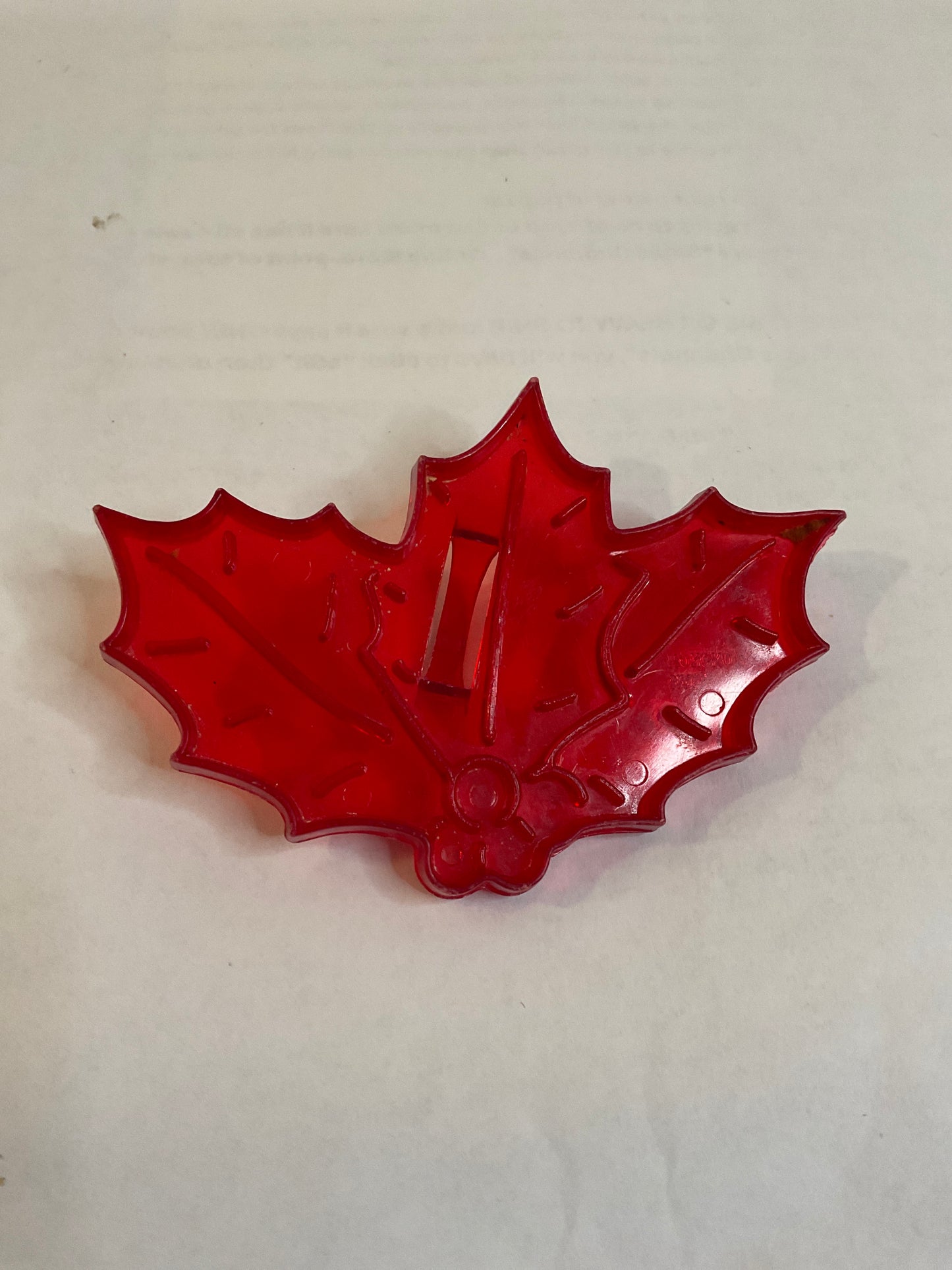 Red Plastic Holly Cookie Cutter