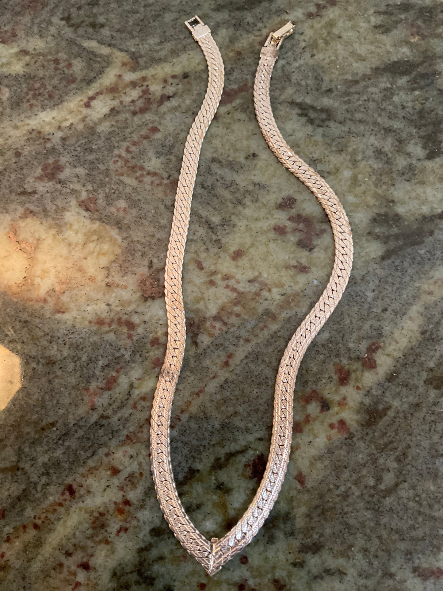 Silvertone V Necklace