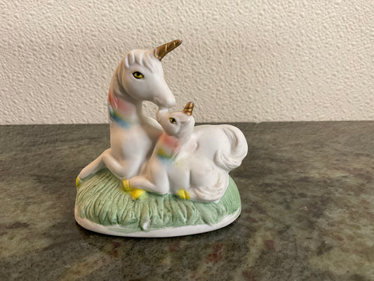 Vintage Porcelain Unicorn Mother & Baby