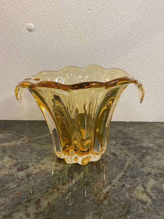 Vintage Amber Glass Vase by Teleflora Gift