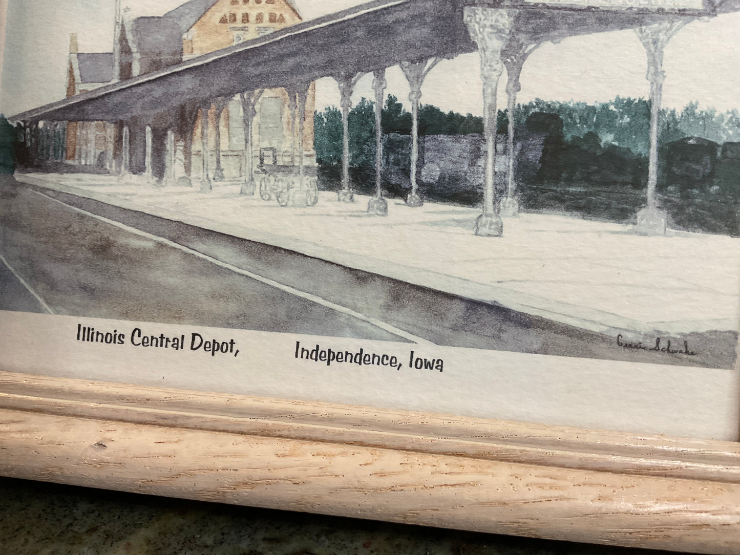 Illinois Central Depot Framed Card