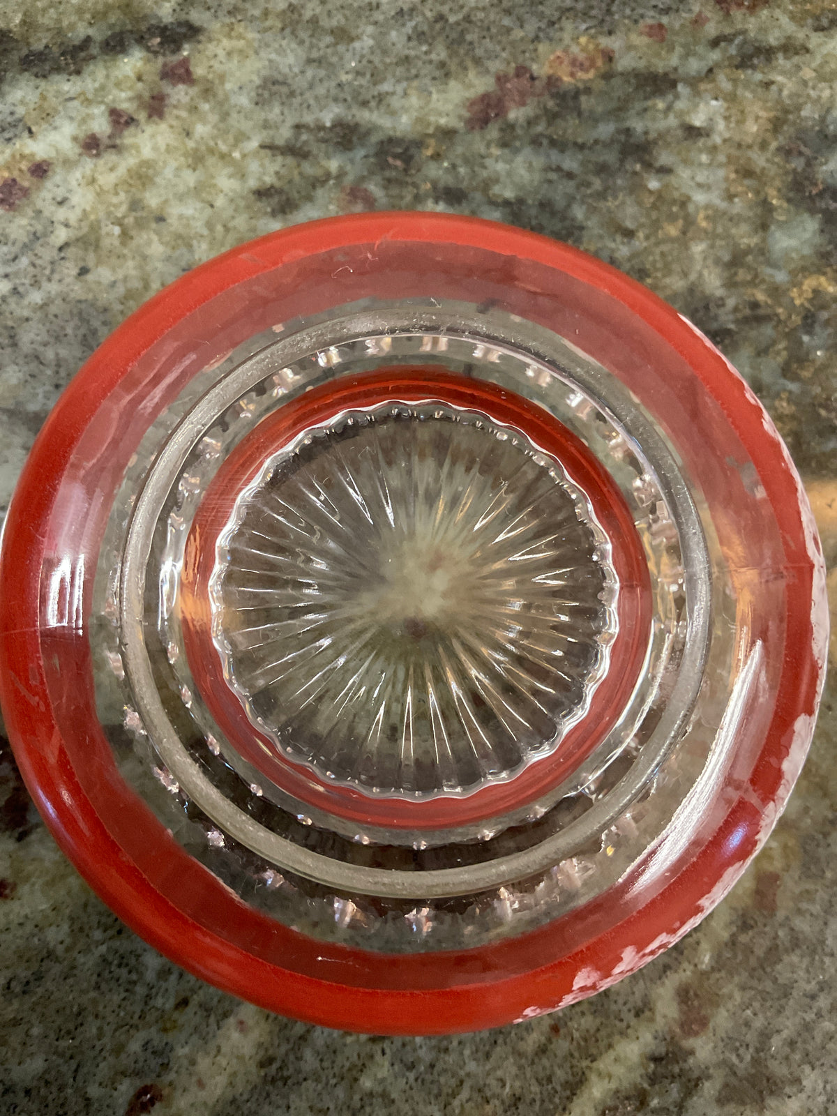 Vintage Clear Glass w/pine Frosted Bowl