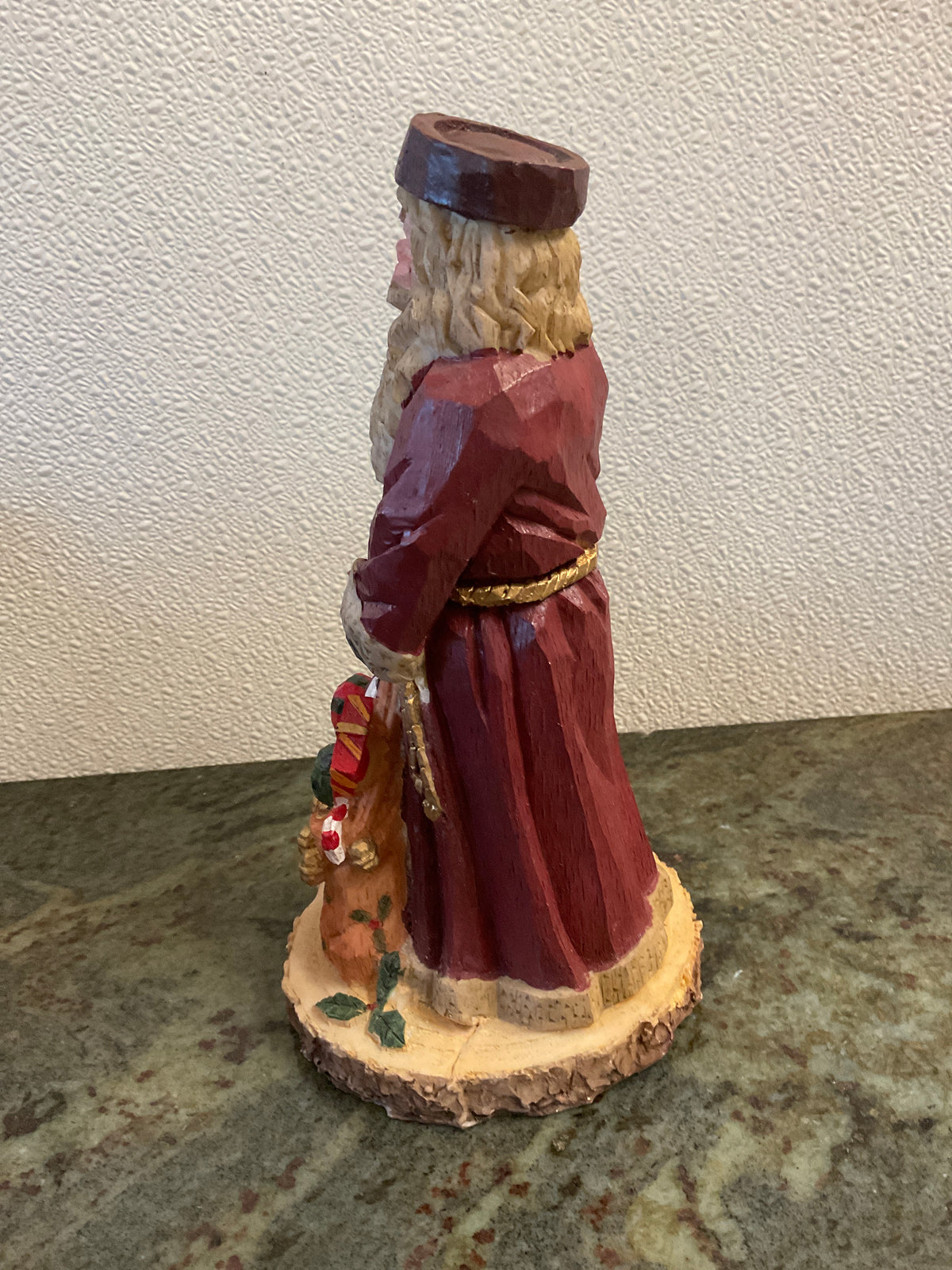 Wood Look Resin Santa Figurine