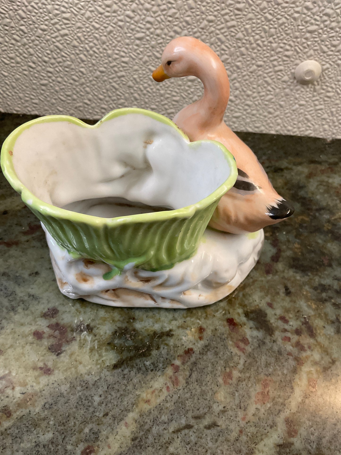 Vintage Hand Painted Ceramic Swan Planter