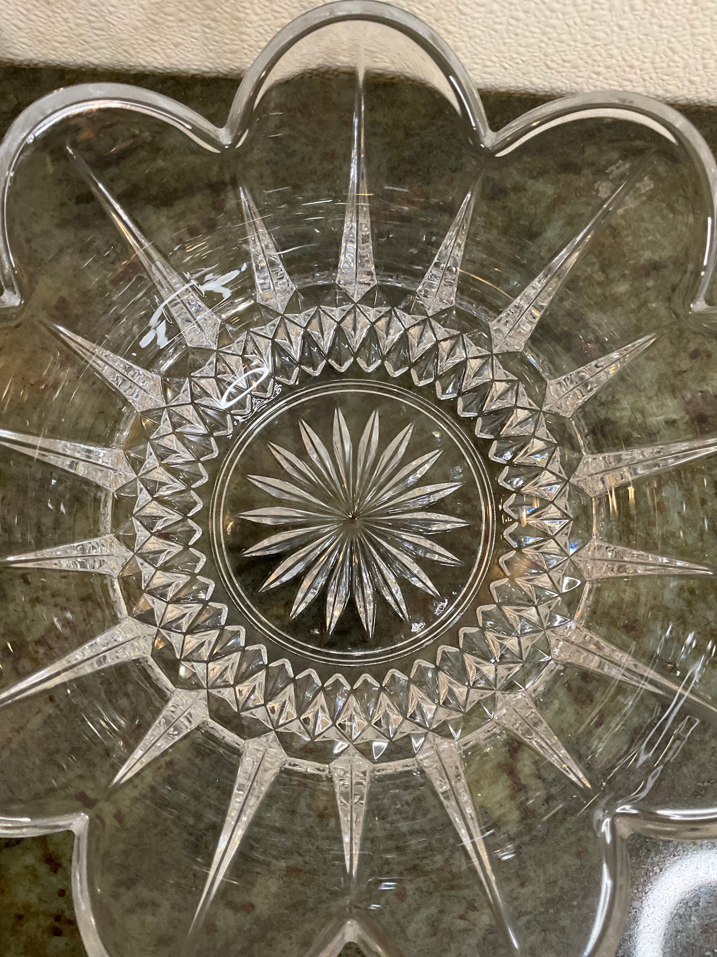 Vintage Crystal Bowl With Sunburst Pattern
