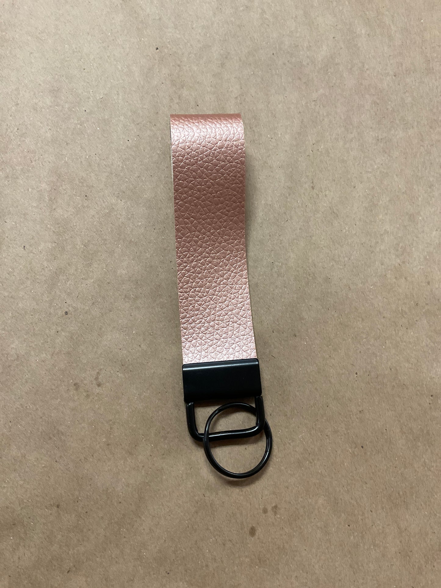 Faux Leather Shimmer Pink Wrist Keychain