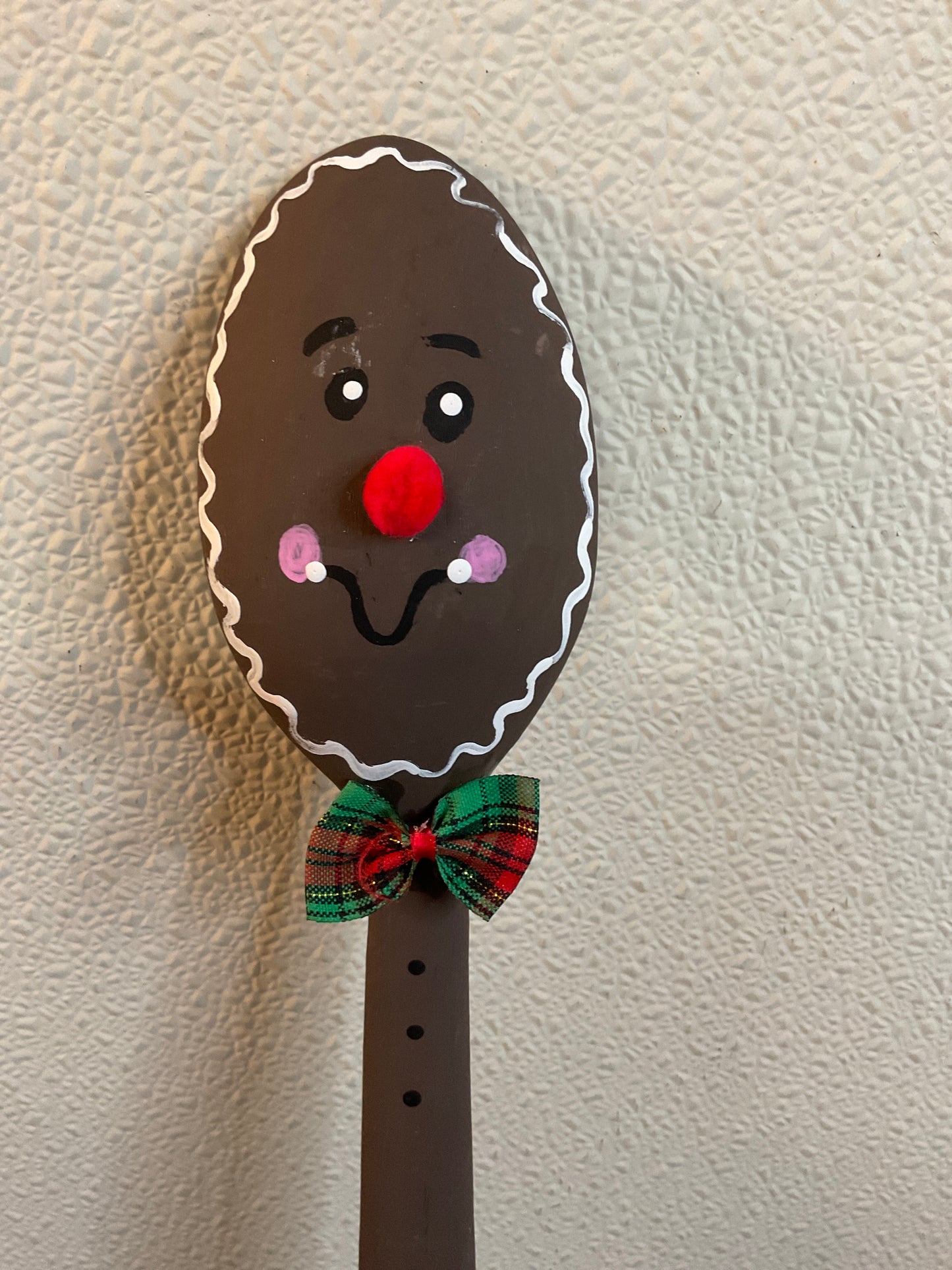 14” Gingerbread Spoon w/Plaid Bow