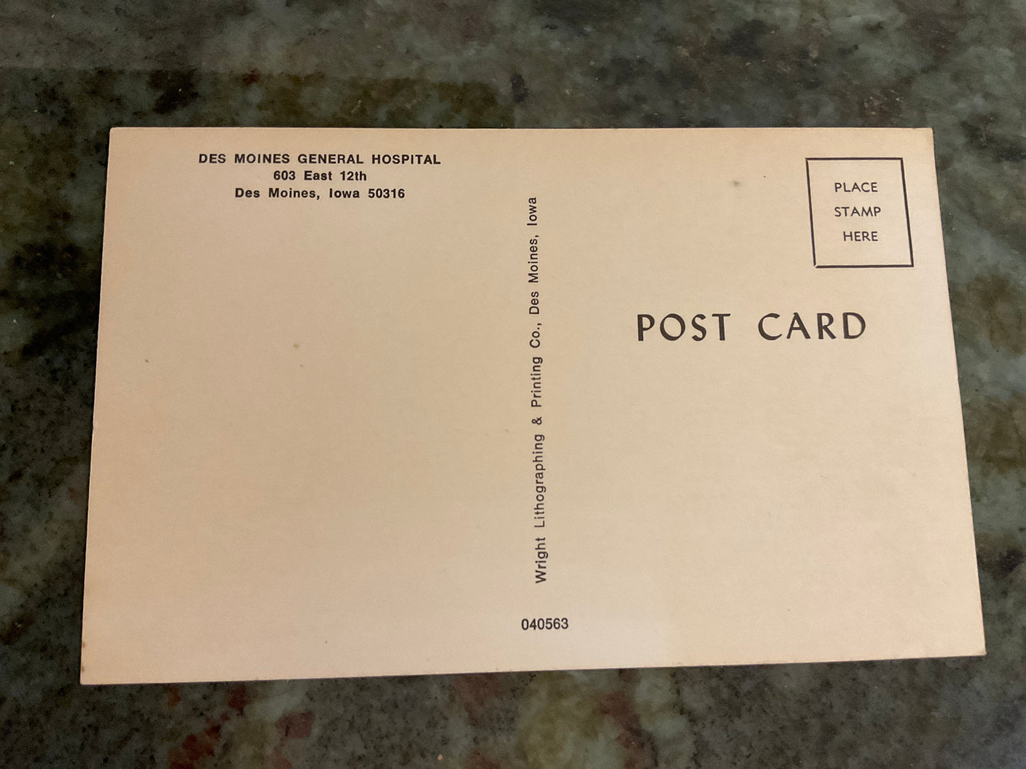 Des Moines General Hospital Post Card