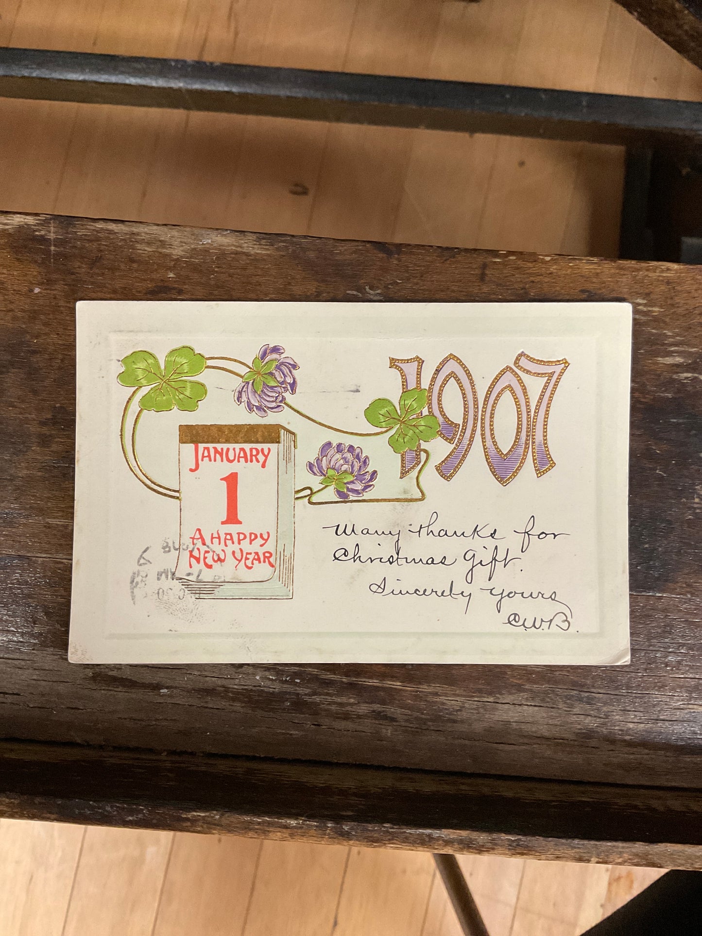 Antique Post Card - 1907 New Year