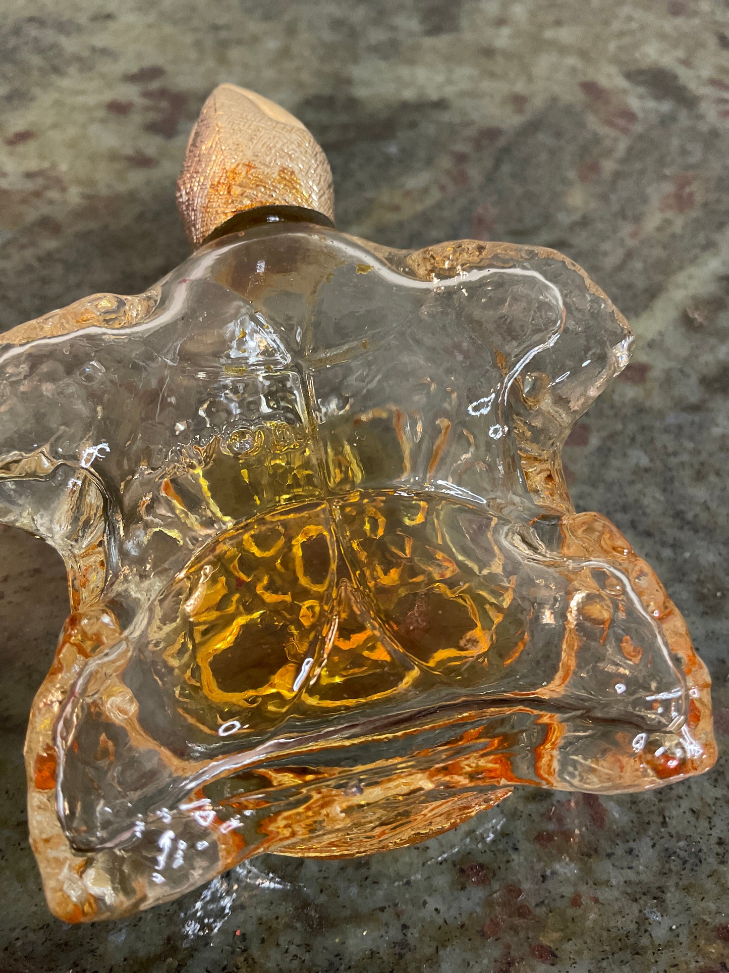 Vintage Avon Turtle Decanter with Gold Head