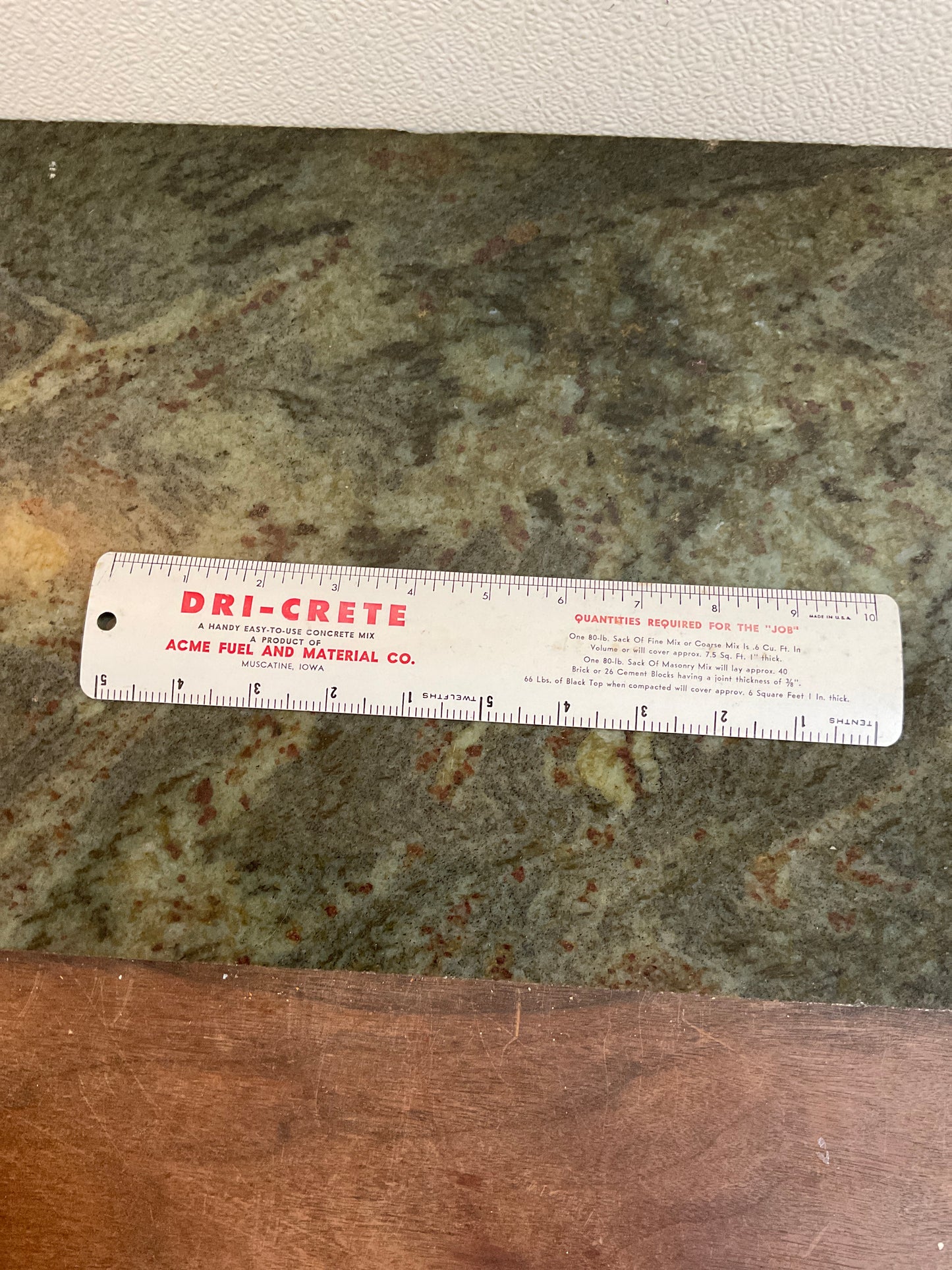 Dri-Crete ACME FuelAnd Material Co. Metal Ruler