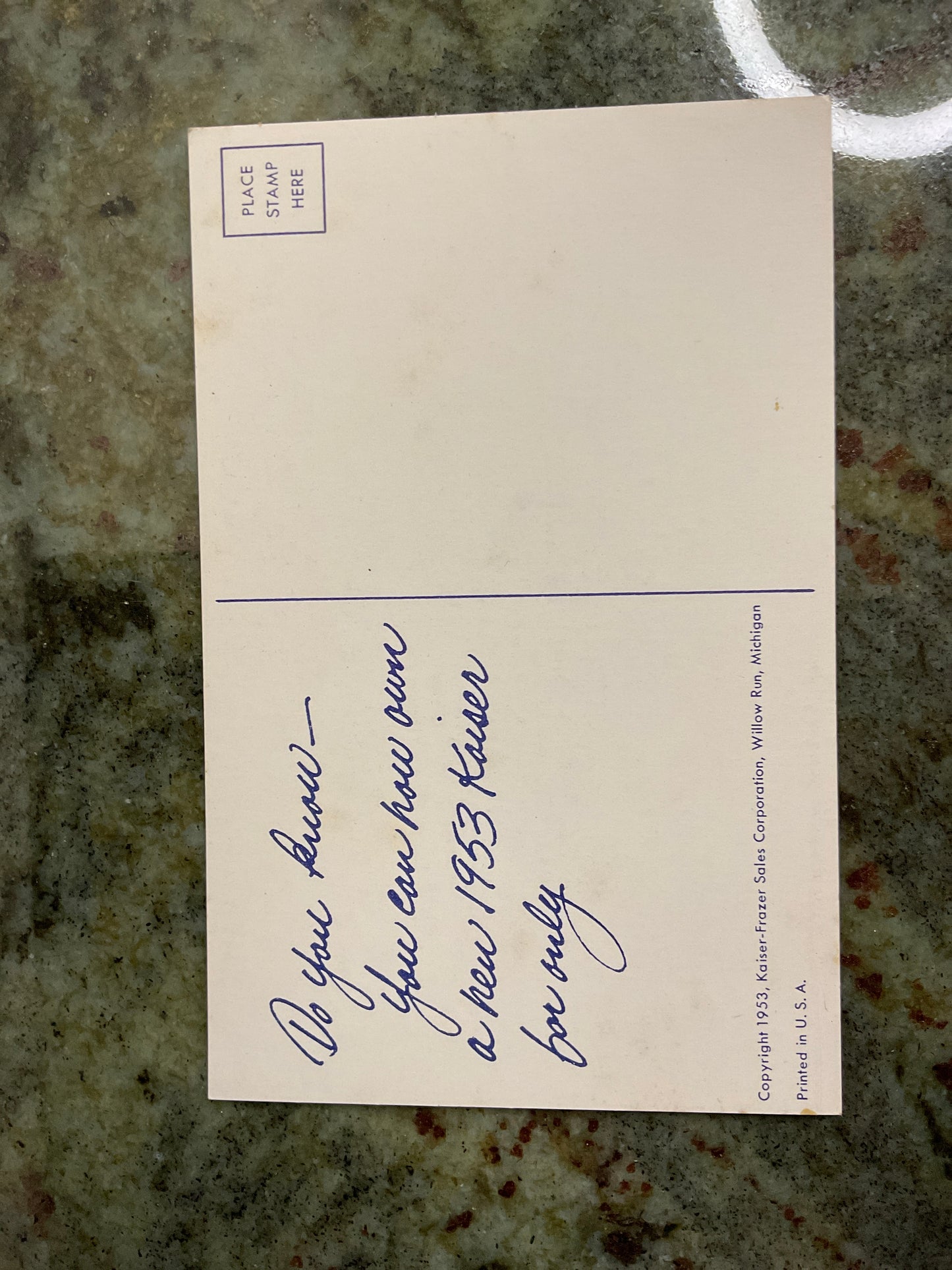 Vintage 1953 Advertising Post Card