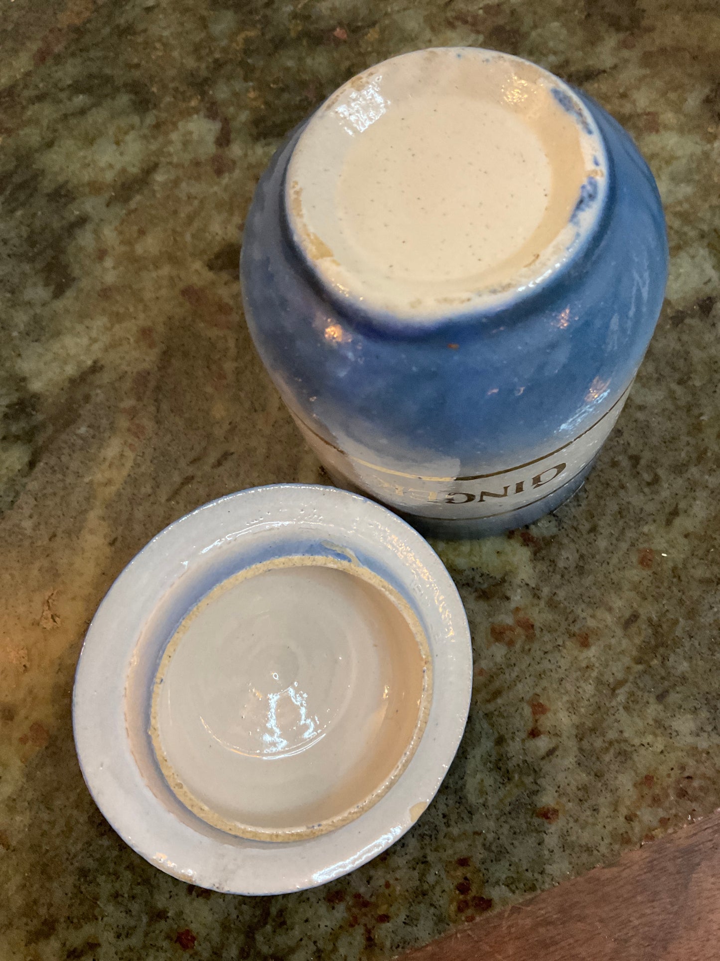5 Piece Diffused Blue Stoneware Spice Jar Set
