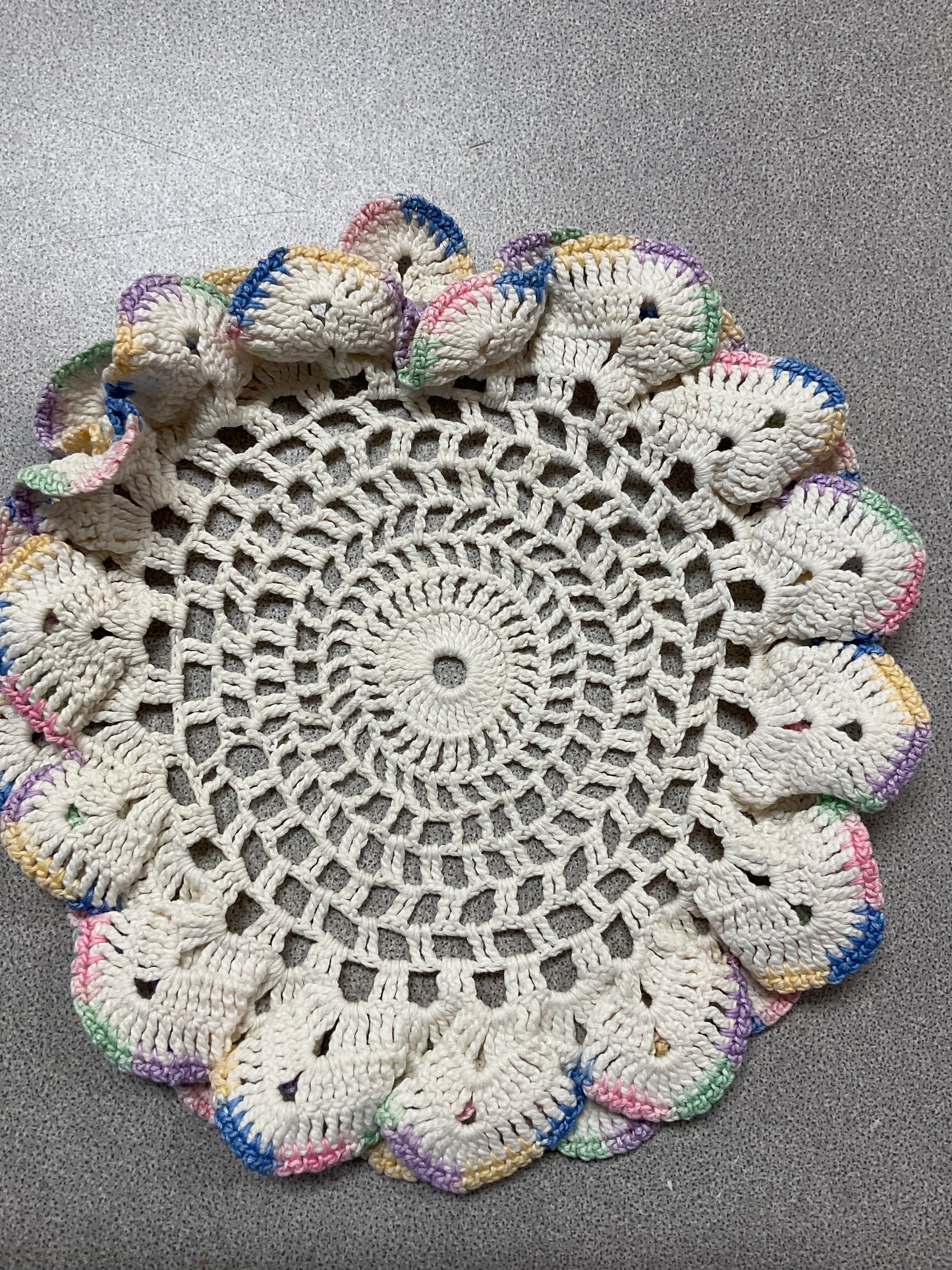 Handmade Doily/ Pastel Ruffle Edge 8”