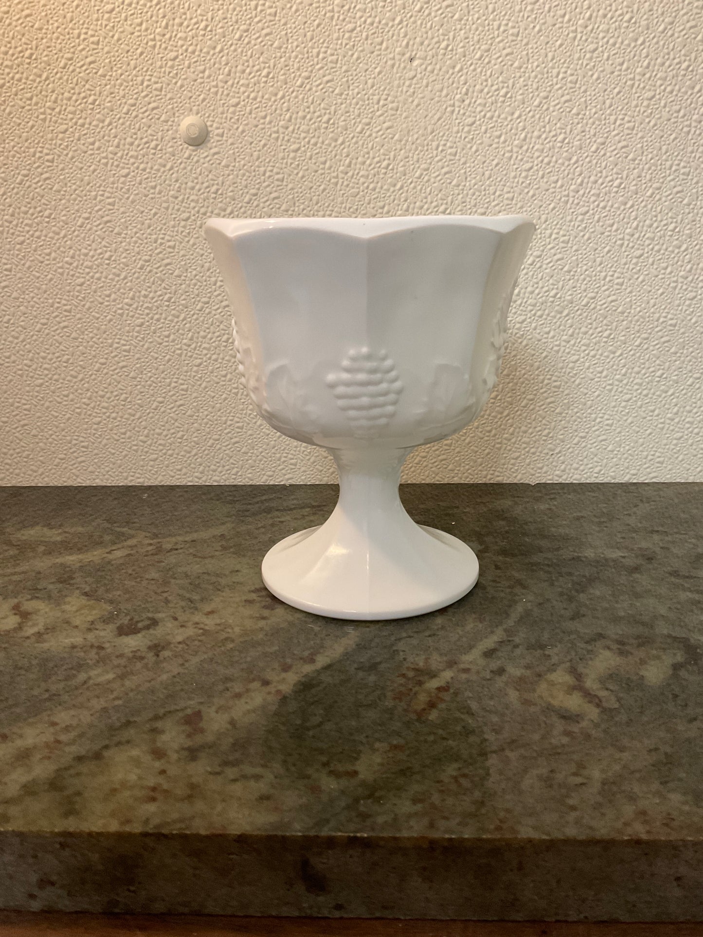 Vintage Milk-glass Grapevine Pedestal