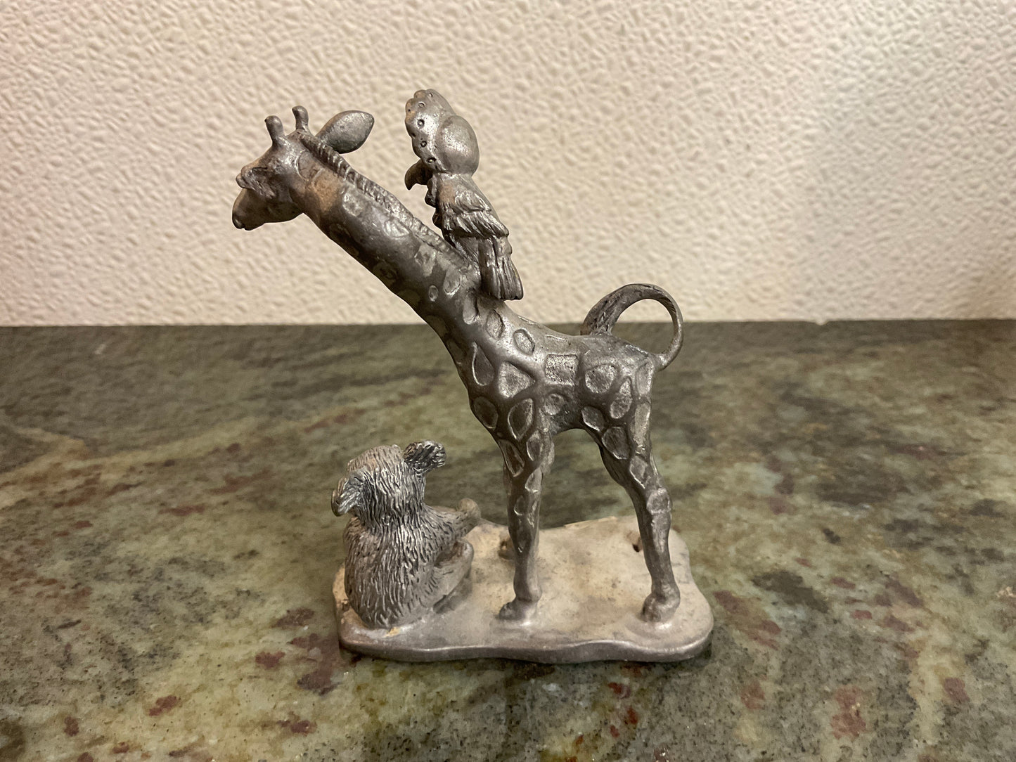 Vintage Pewter Etain-Zinn Giraffe/Koala/Bird