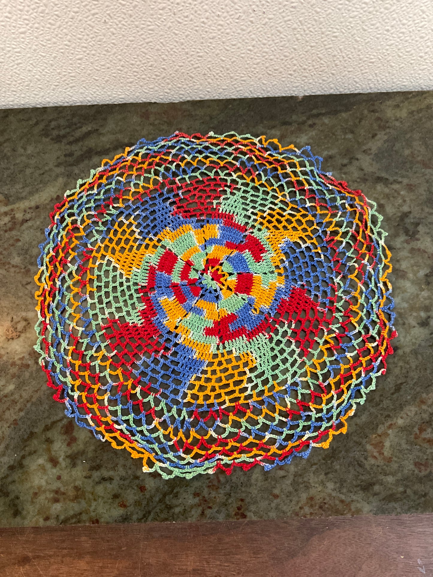 Variegated Spiral Pattern Doily 10”