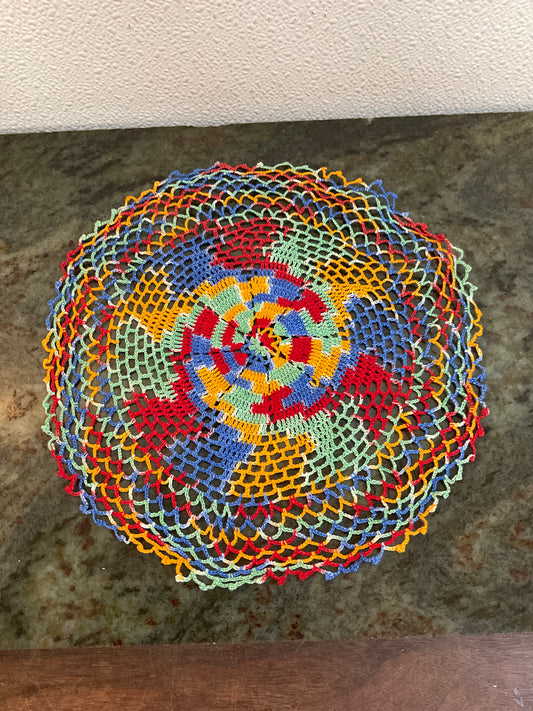 Variegated Spiral Pattern Doily 10”