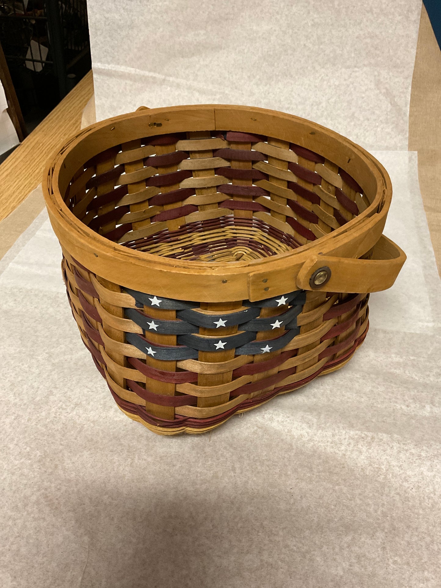 Vintage Patriotic woven Basket with handle