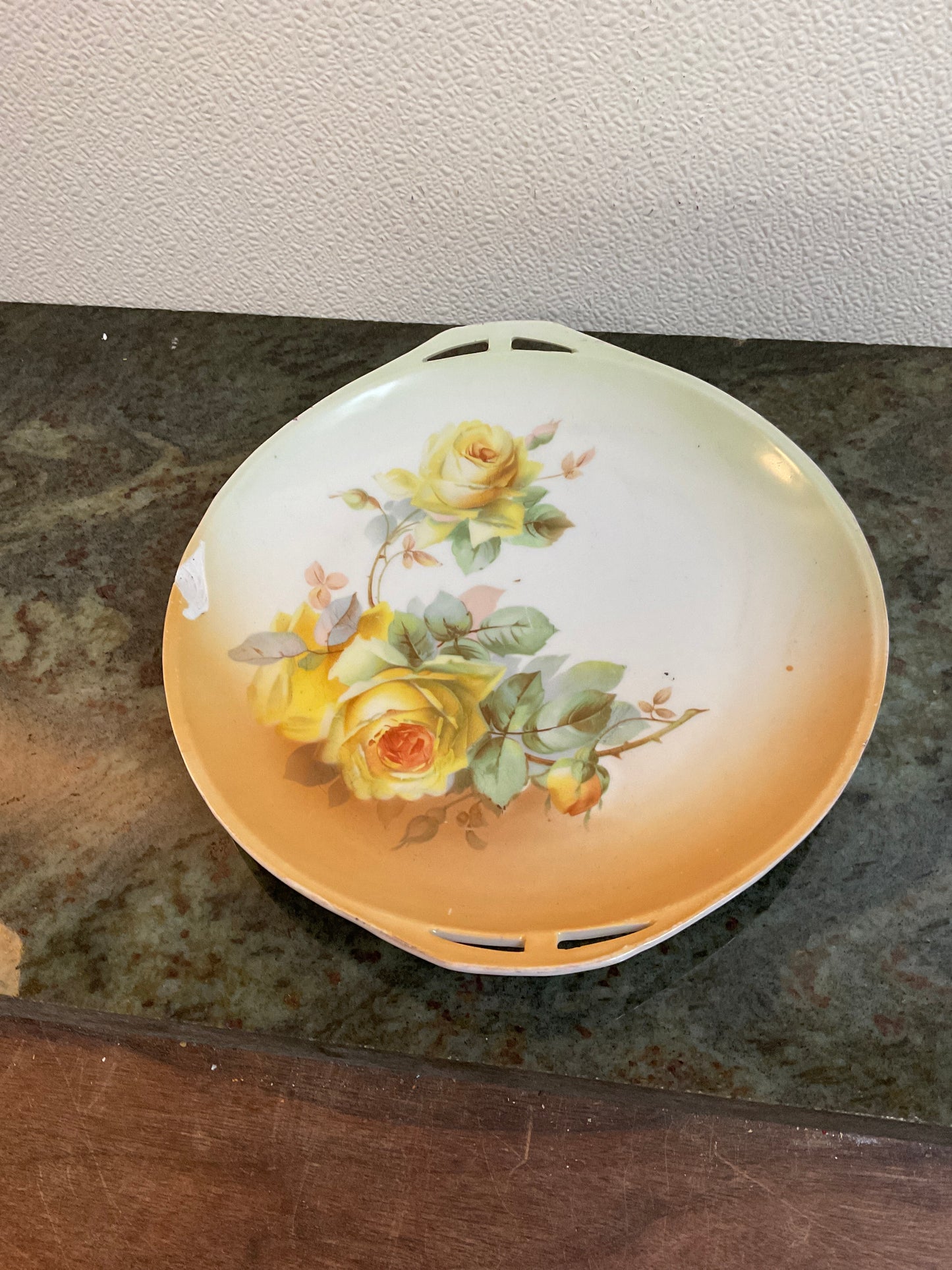 Antique Germany Yellow Rose Plate