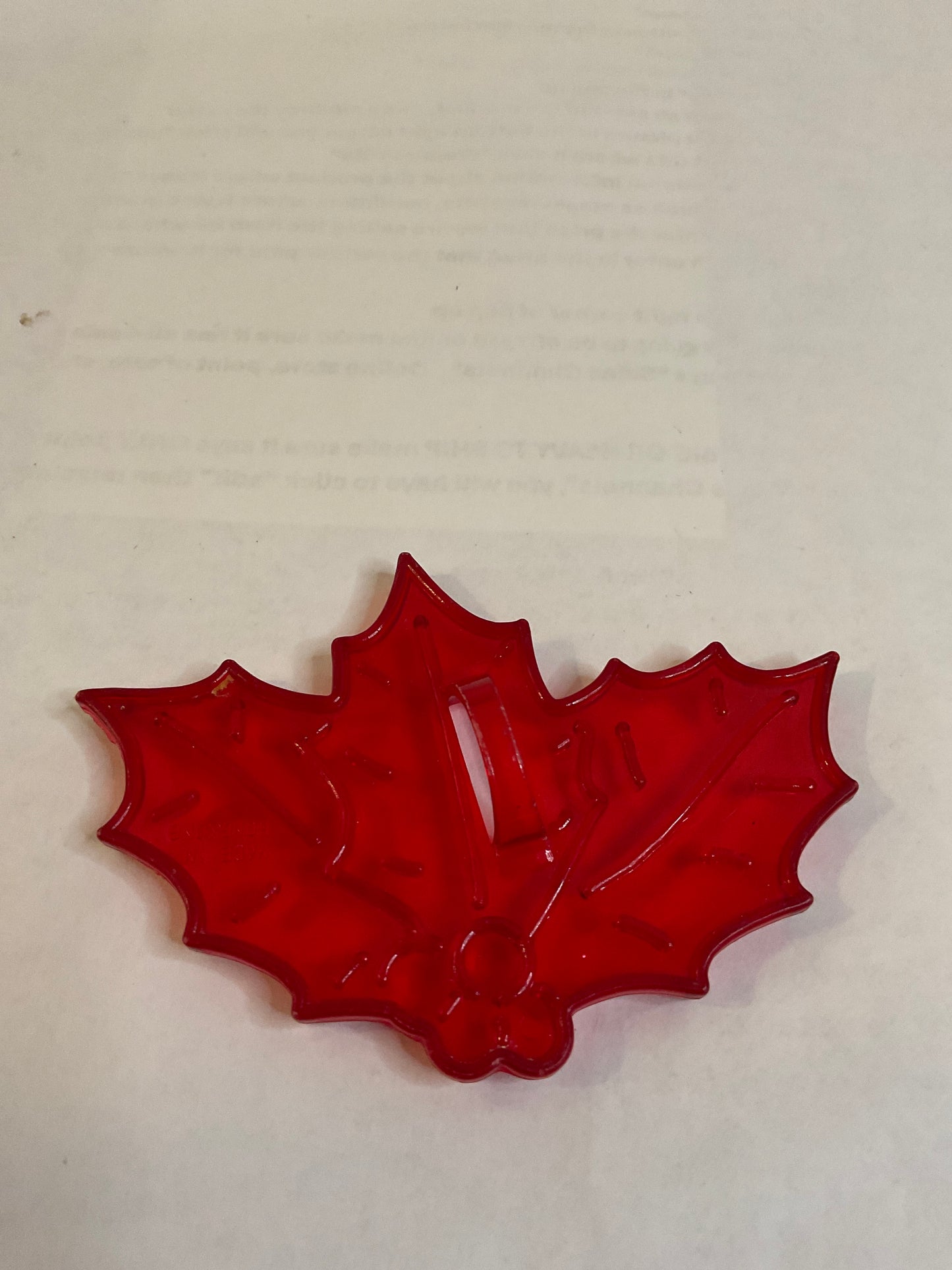 Red Plastic Holly Cookie Cutter