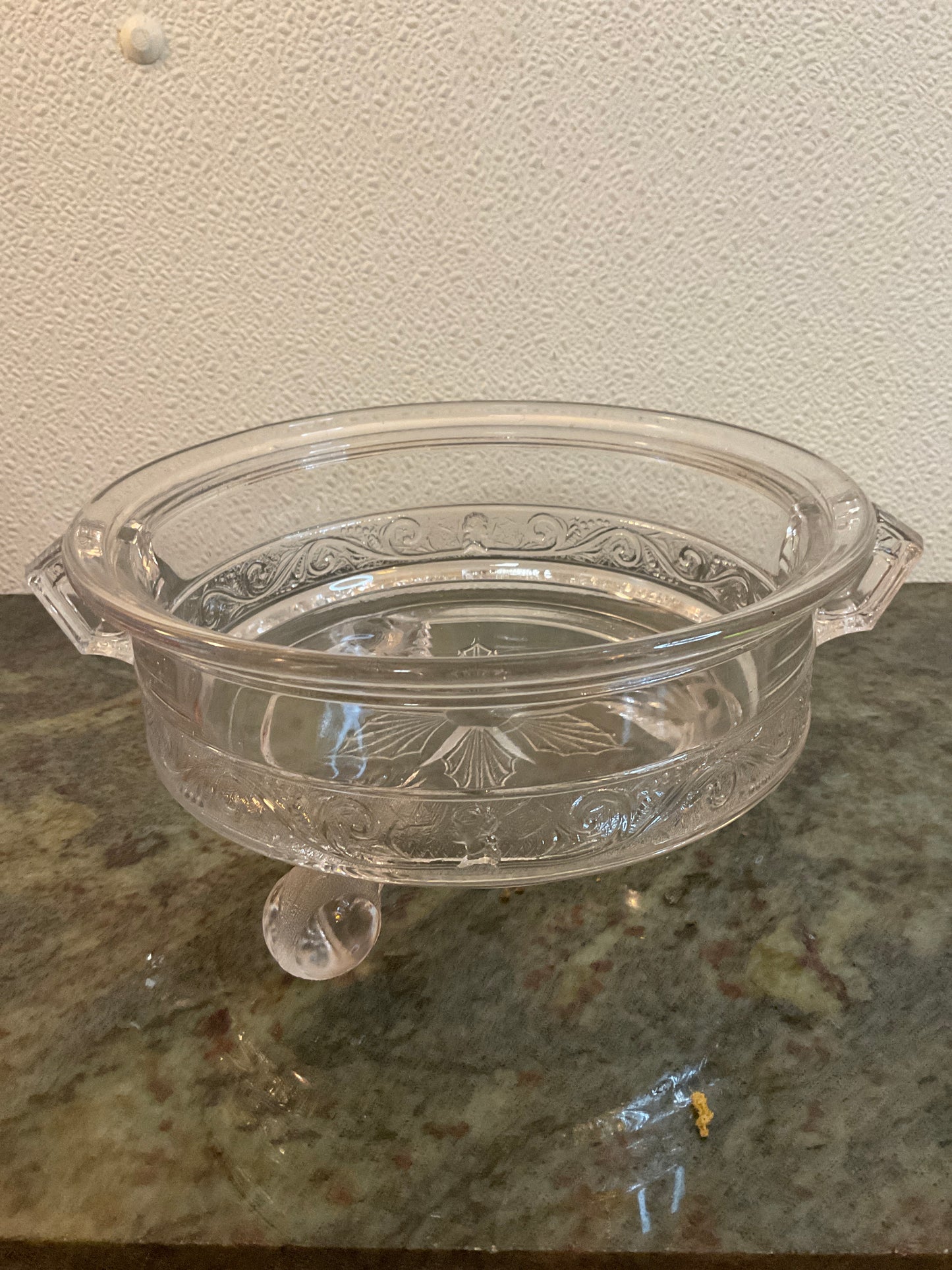 Vintage Pressed Glass Footed Bowl