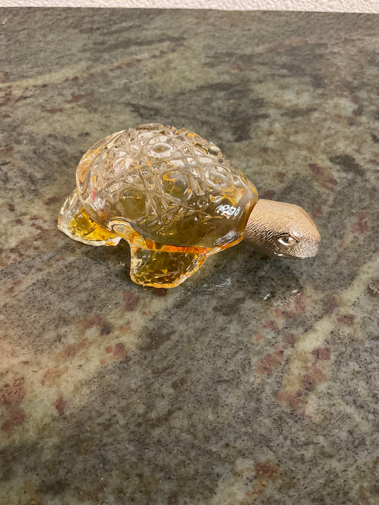 Vintage Avon Turtle Decanter with Gold Head