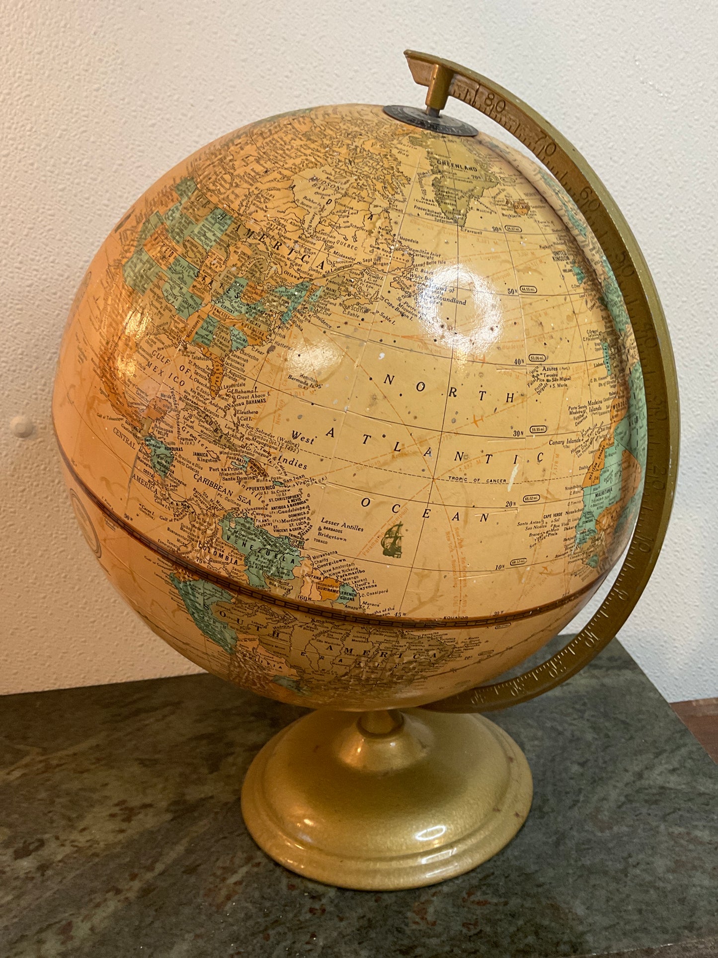 Vintage George F Cram World Globe