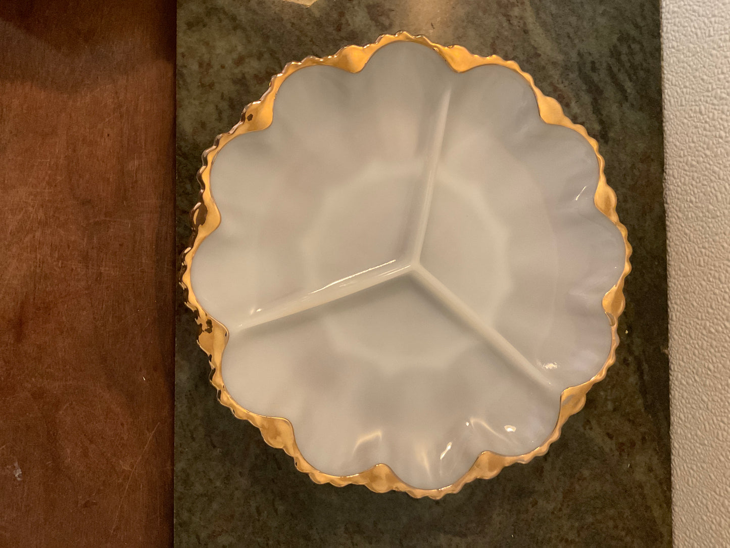 Anchor Hocking milk Glass divided Plate