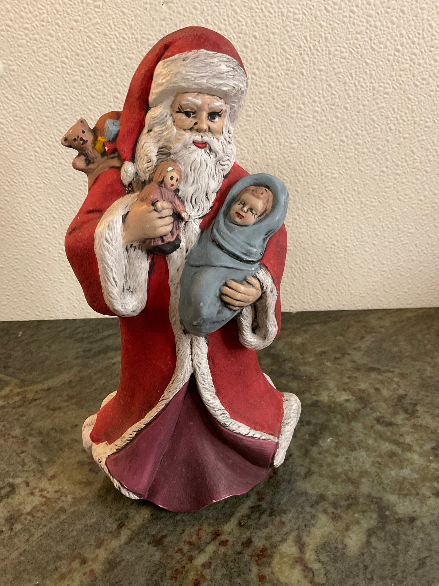 Vintage Ceramic Santa holding Baby