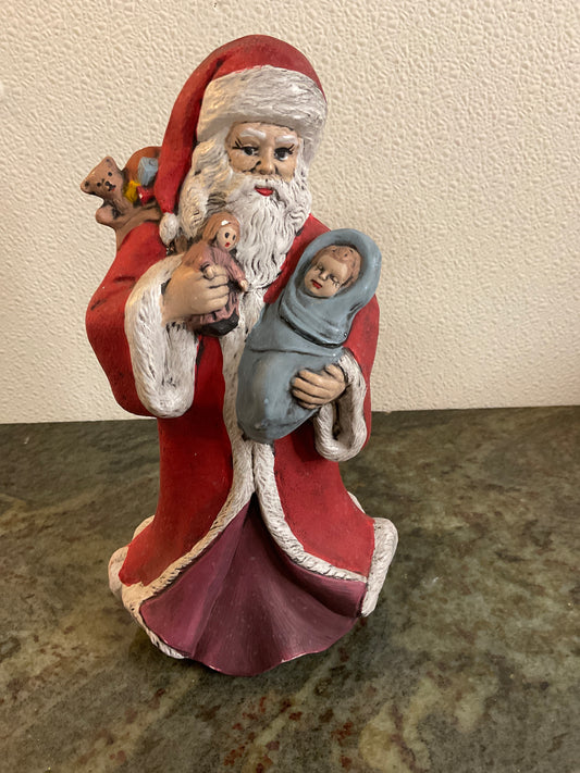 Vintage Ceramic Santa holding Baby