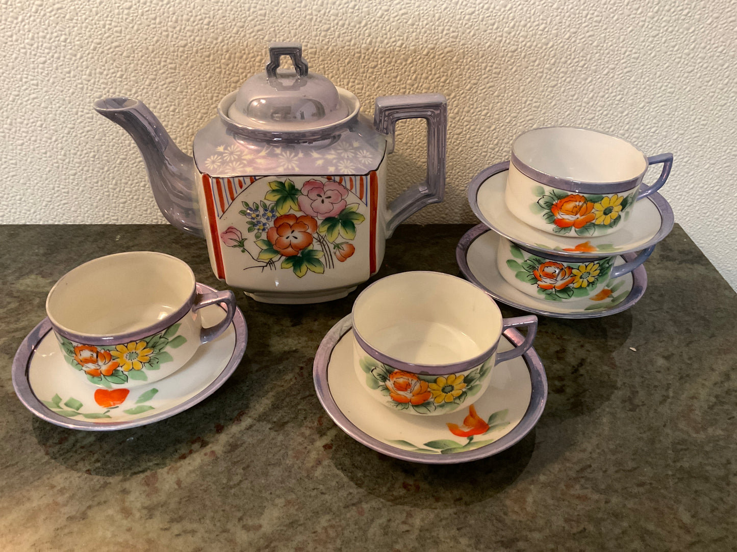 Blue Lusterware made in Japan Tea Set