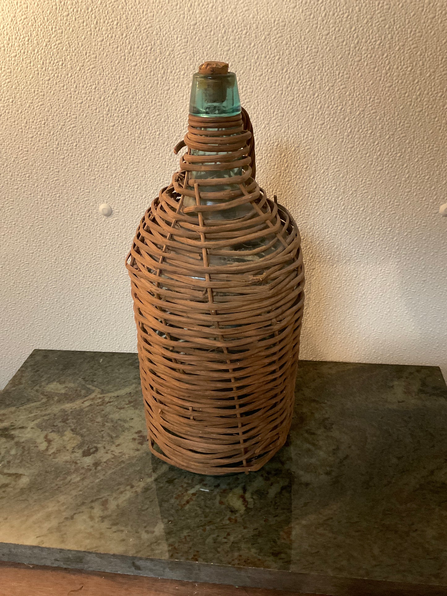 Vintage Woven Wicker Glass Bottle