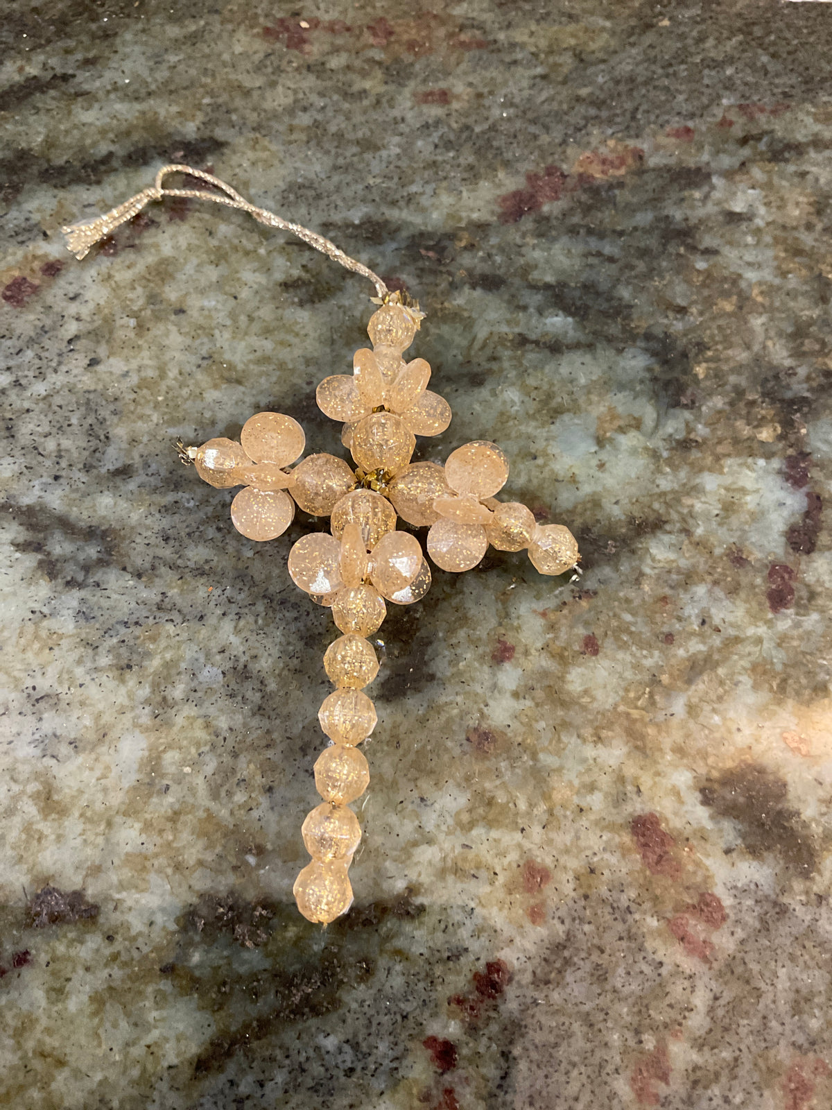 Hand Beaded Gold Cross
