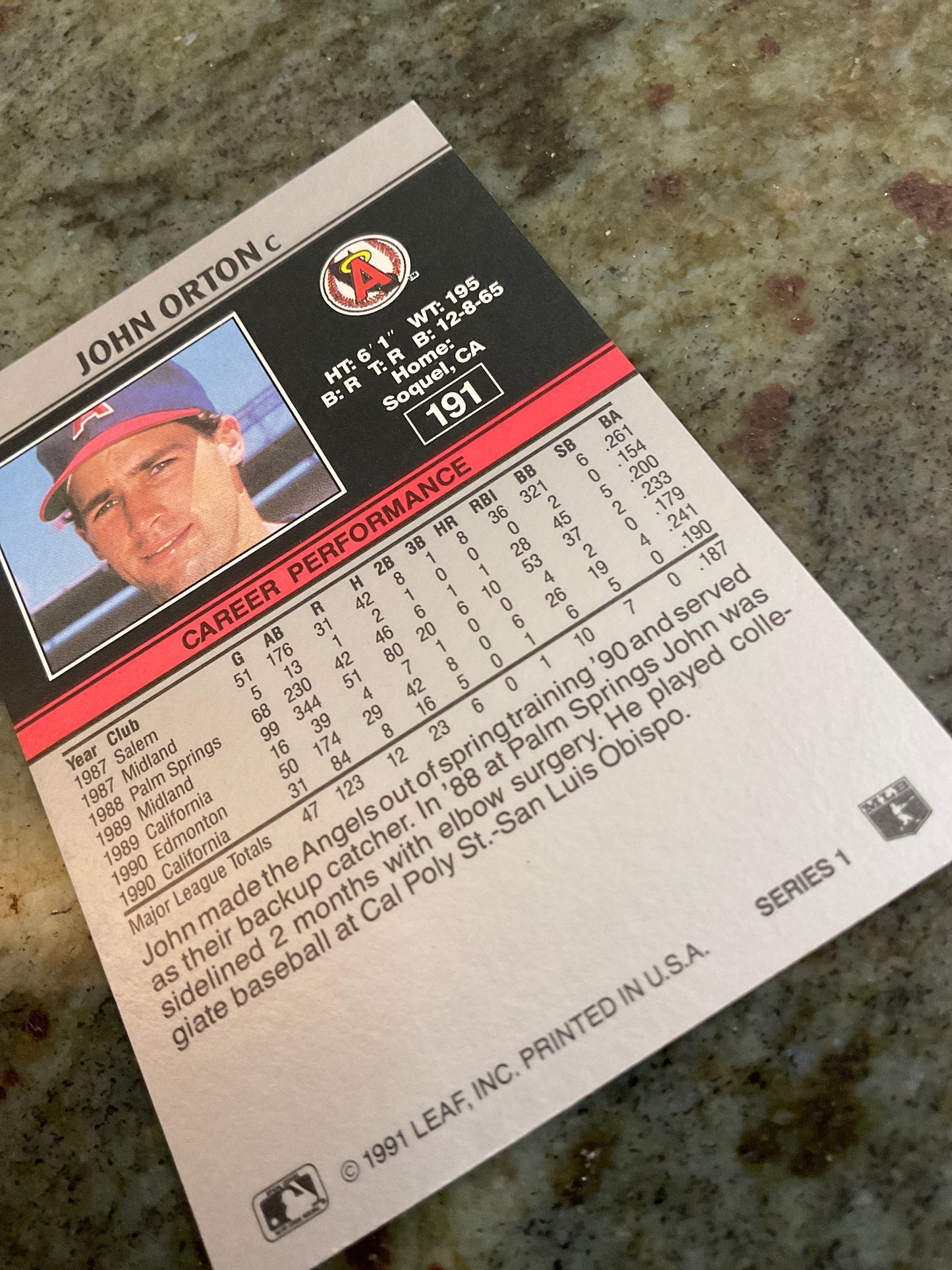 John Orton 1991 Leaf Baseball Card