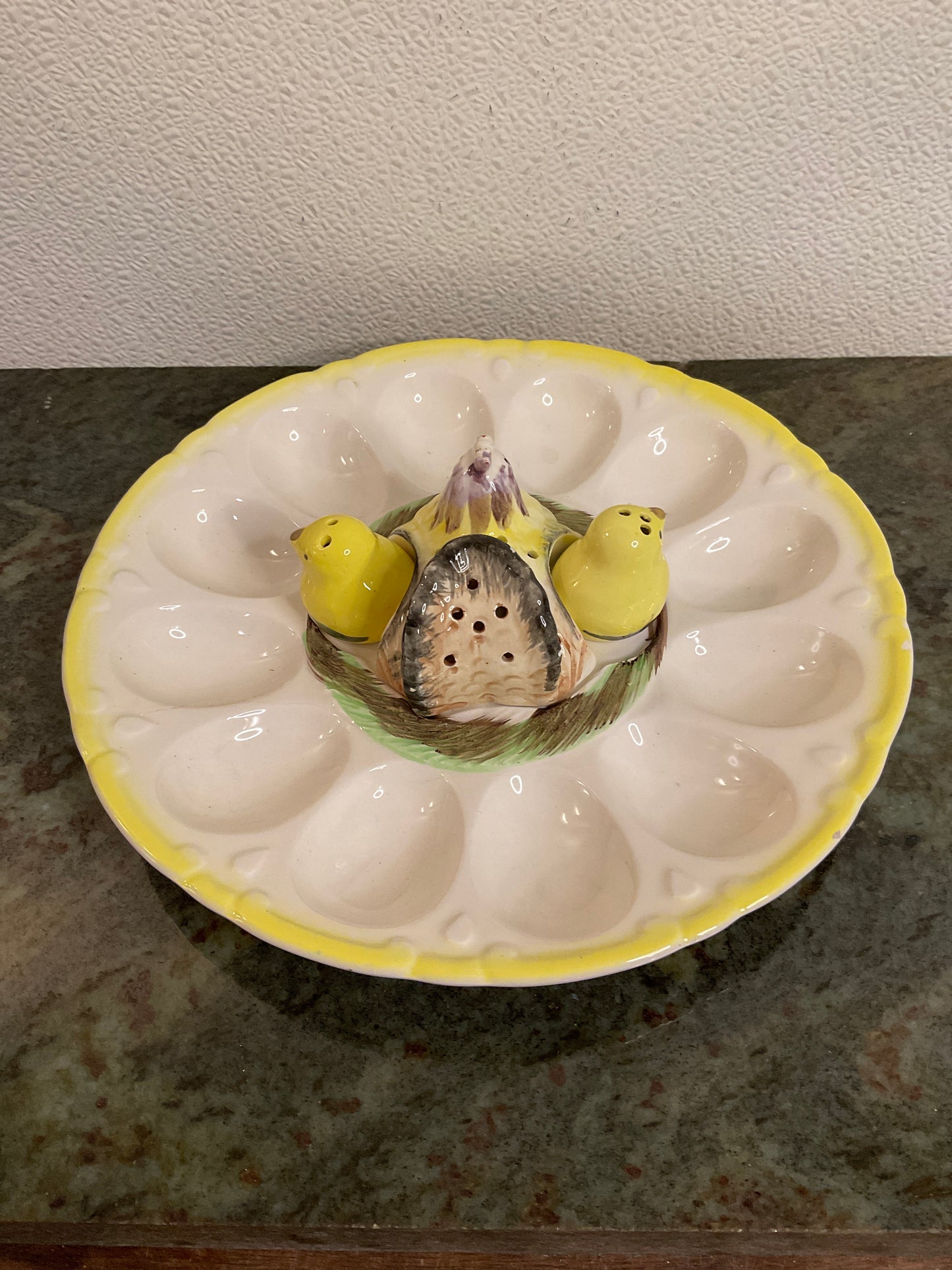 Vintage Figural Hen And Chicks Deviled Egg Platter