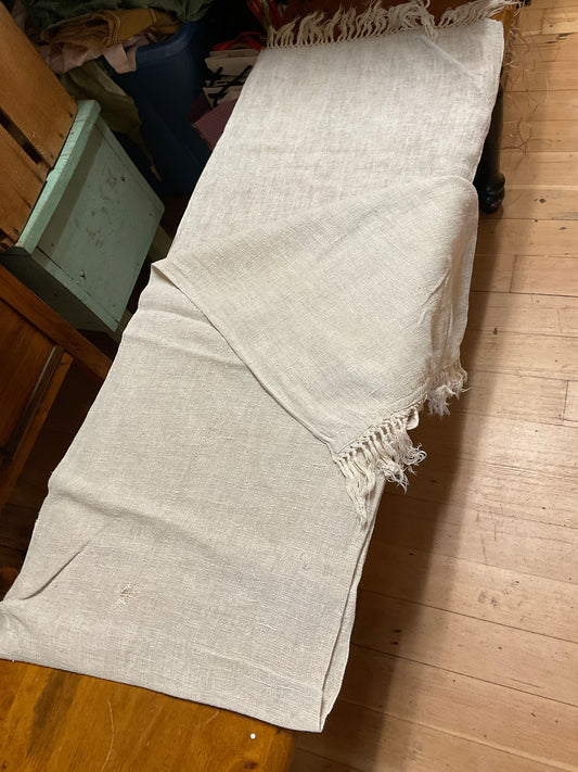 Beige Table Runner w/Fringe 76” x 16”