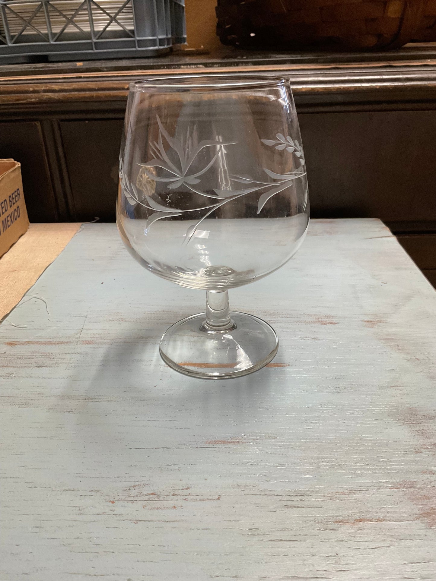 Etched Vintage Brandy Snifter