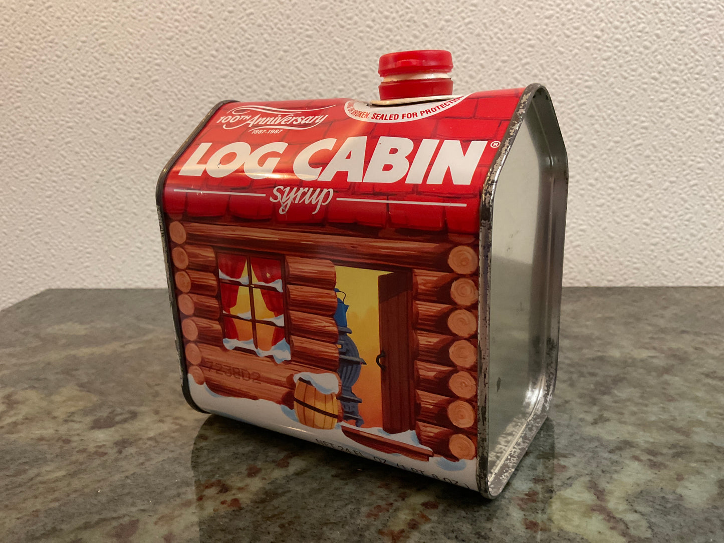 Vtg Log Cabin 100 Anniversary Syrup Tin 1987