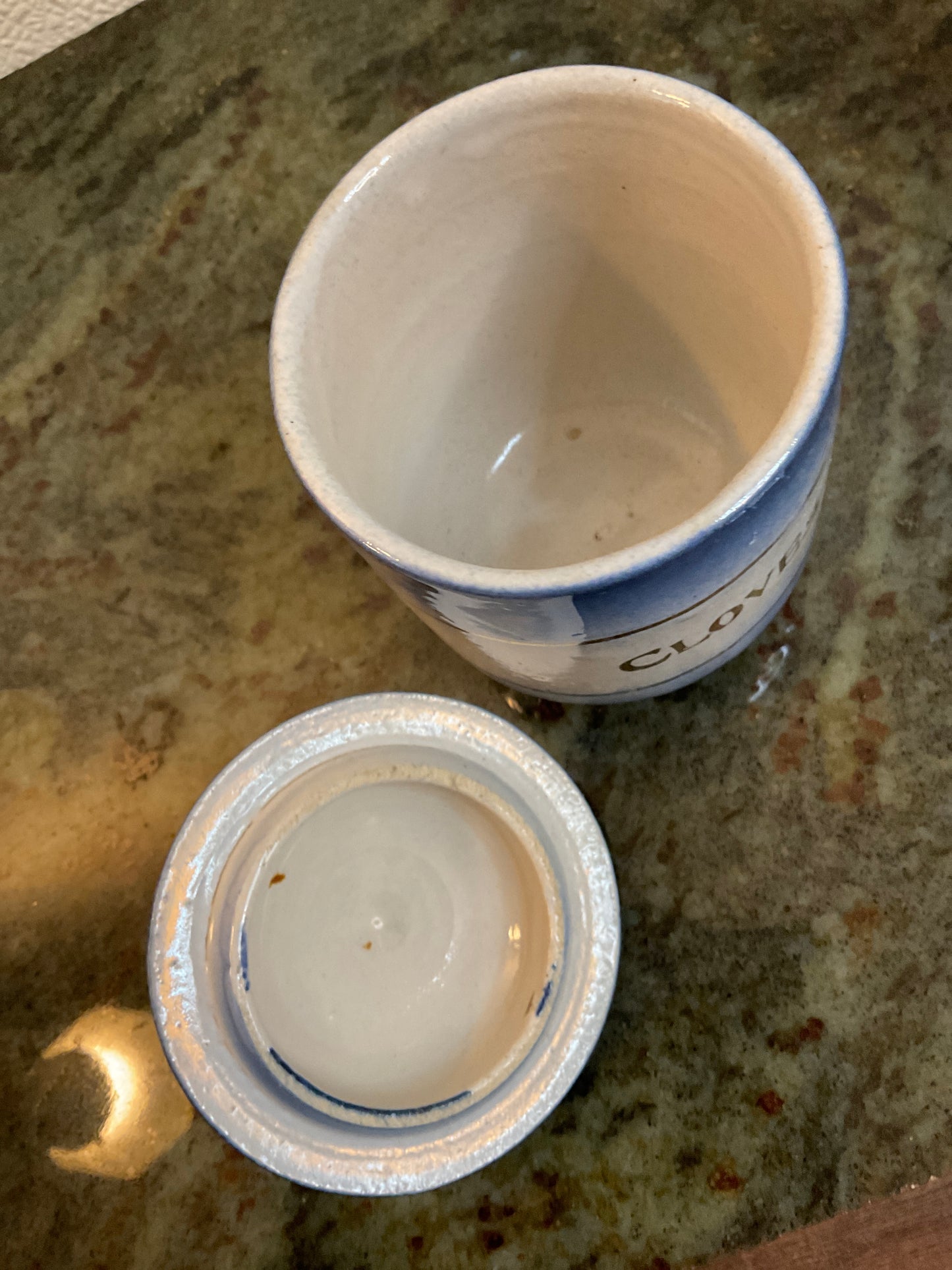 5 Piece Diffused Blue Stoneware Spice Jar Set