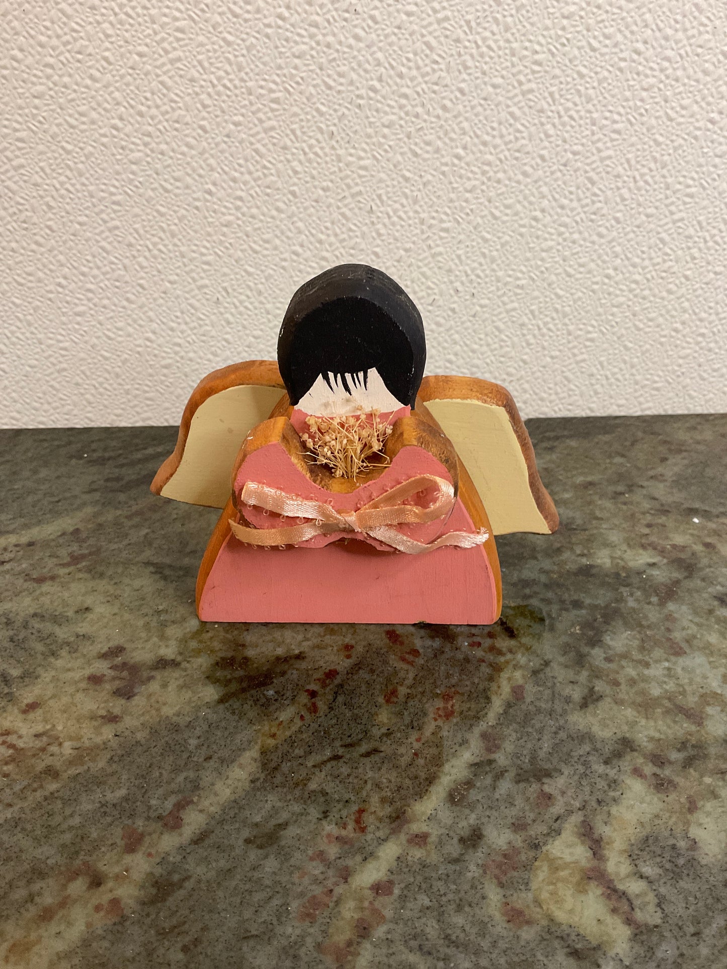 Wood Handmade Angel Painted Pink