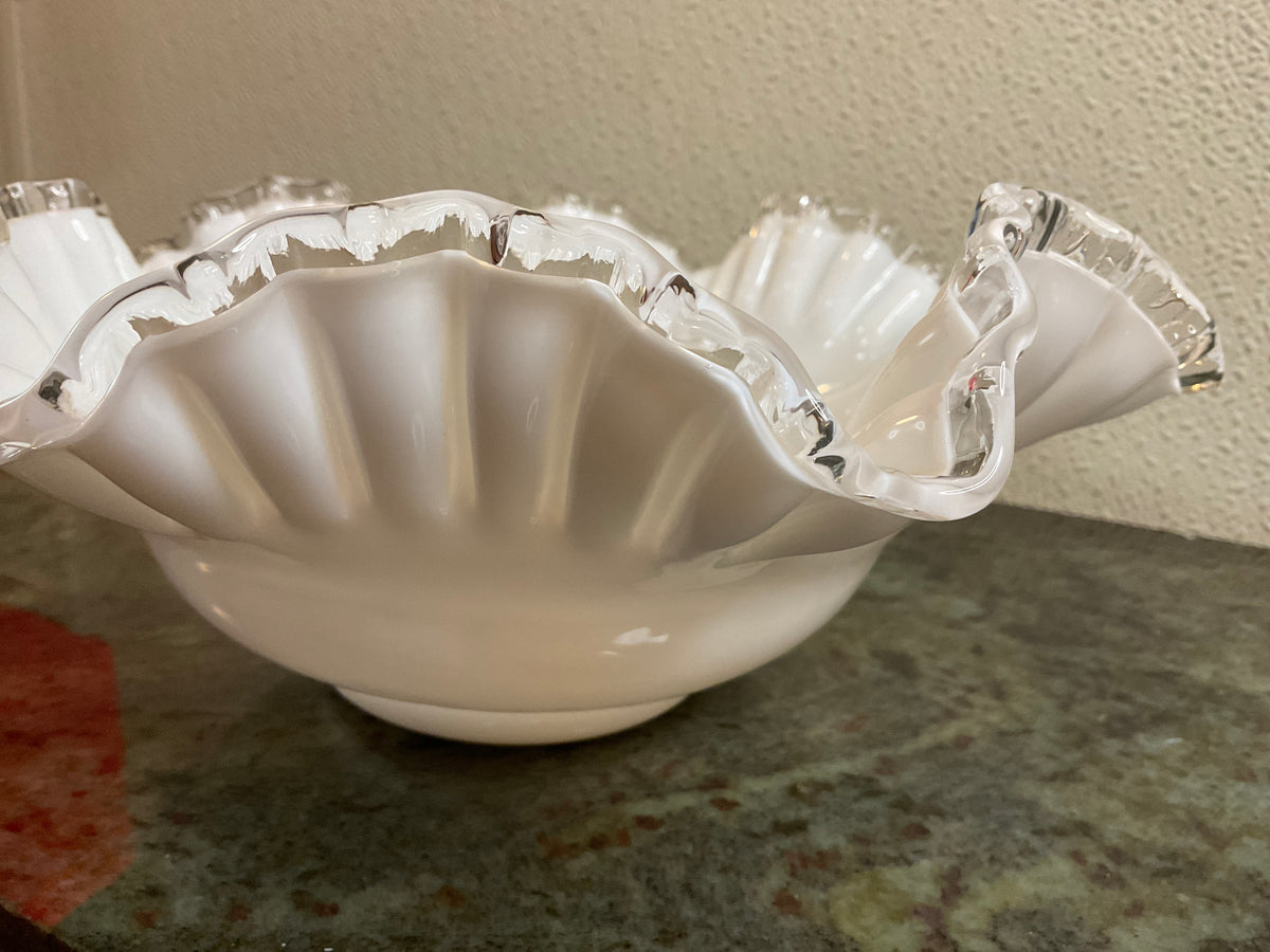 Vintage Fenton White Milk Glass Hobnail Bowl