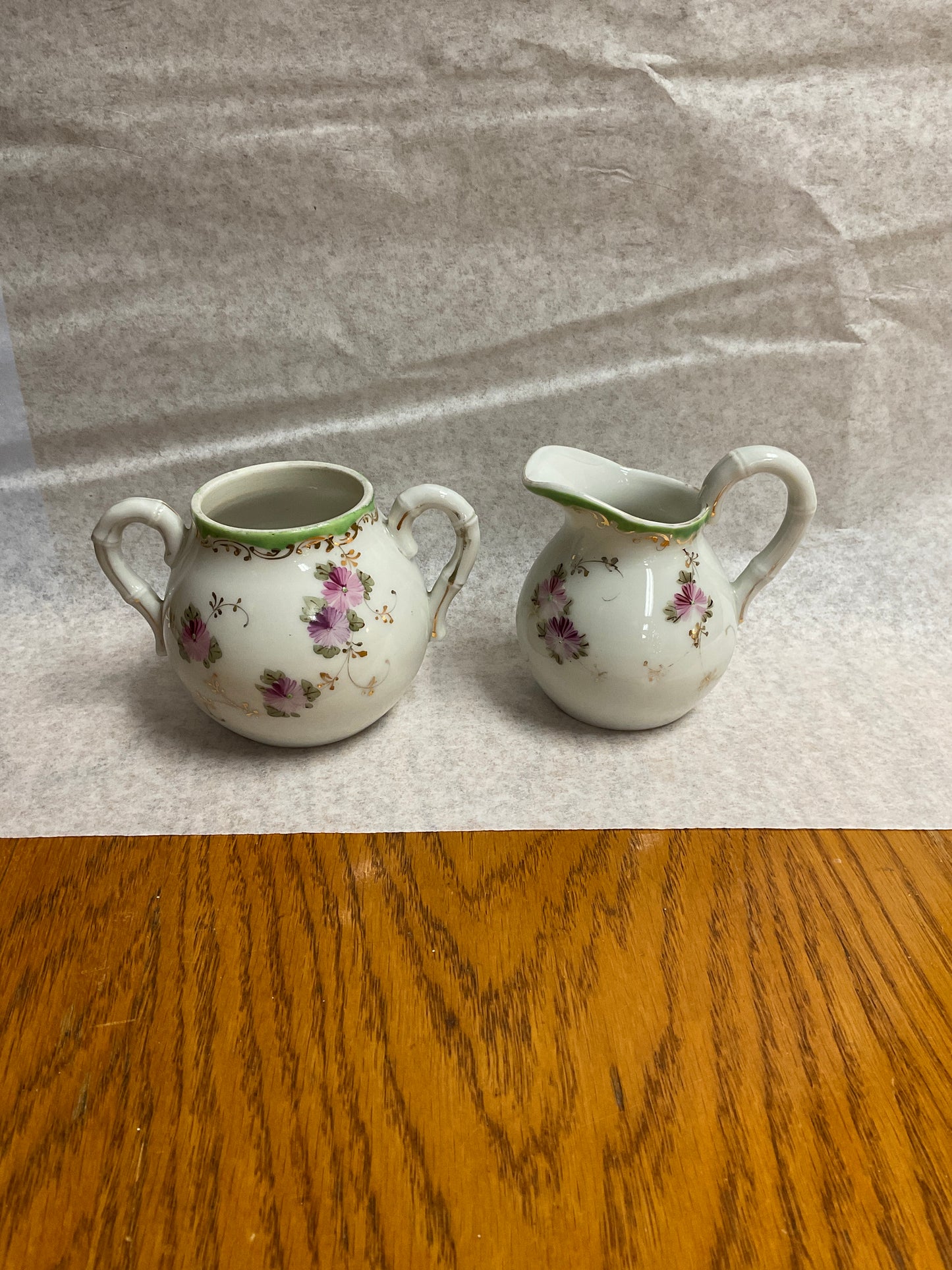 Vintage Porcelain Floral Sugar and Creamer Set