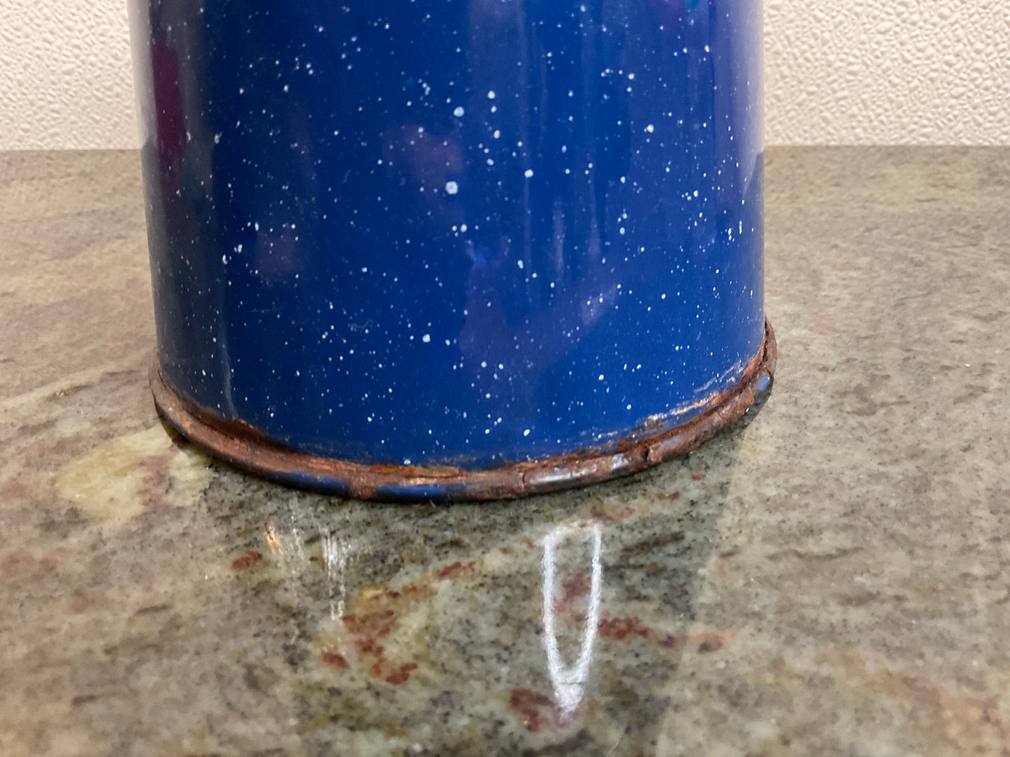 Blue Speckled Enamelware Coffee Pot