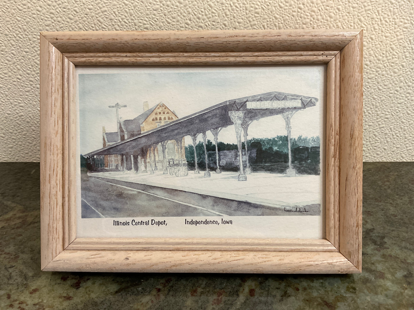 Illinois Central Depot Framed Card